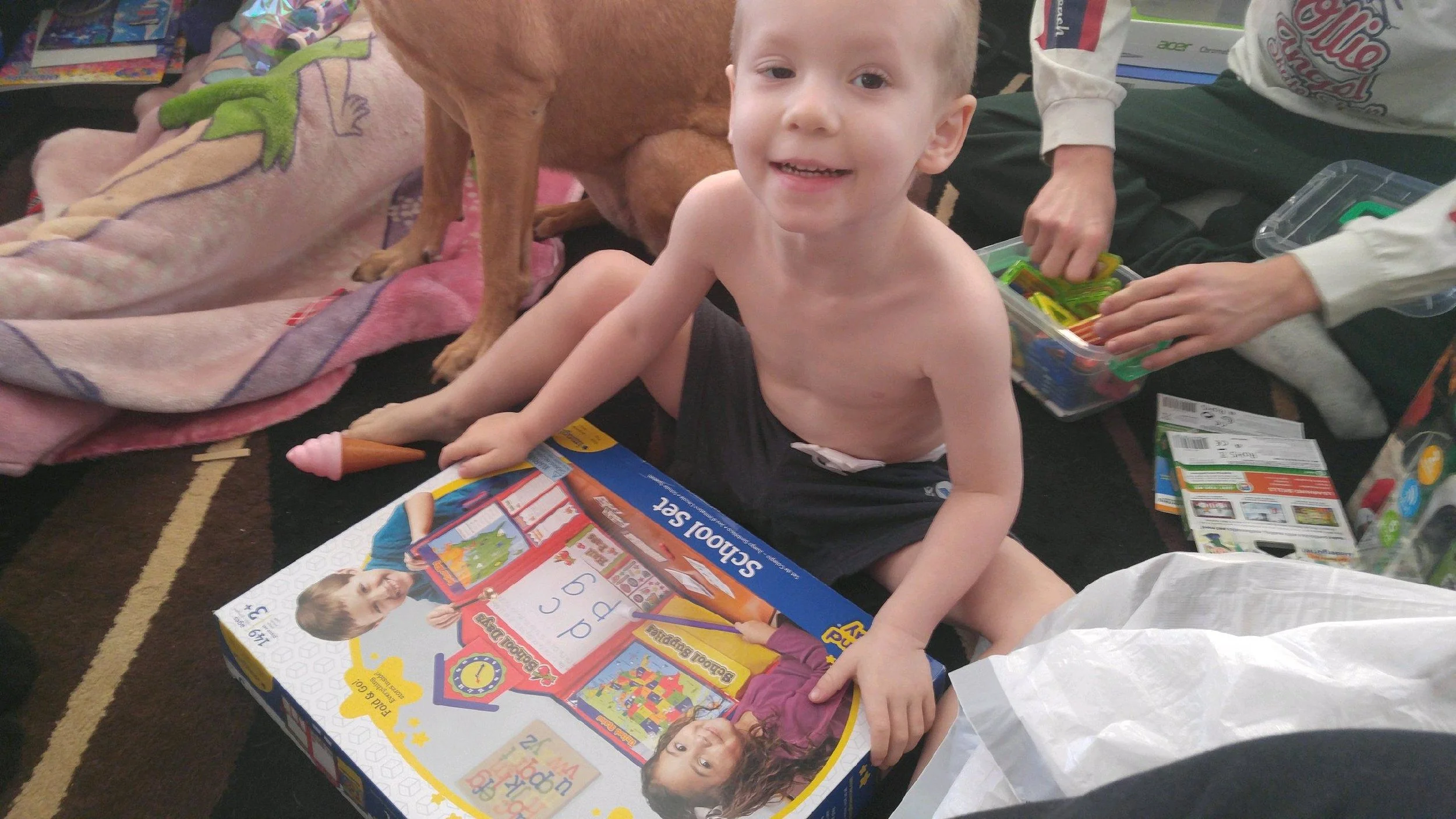 Logan with his new toys!