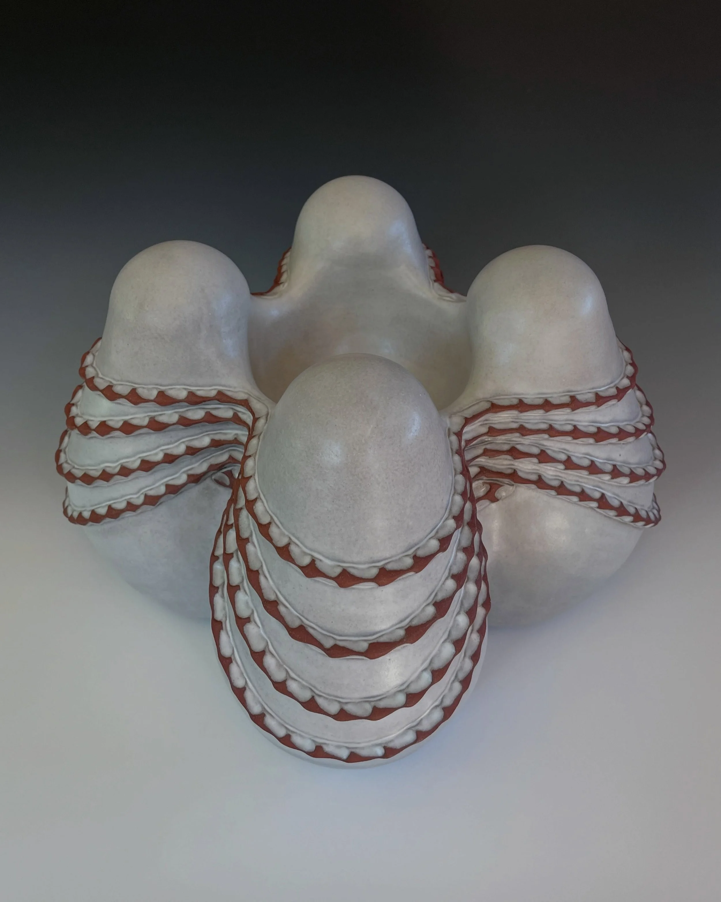 Translating an image in my mind to a physical form is challenging, but the iterative process of coil-building with clay is a true pleasure. These photos document that process over several studio days for my new sculpture, &ldquo;All Beings Everywhere