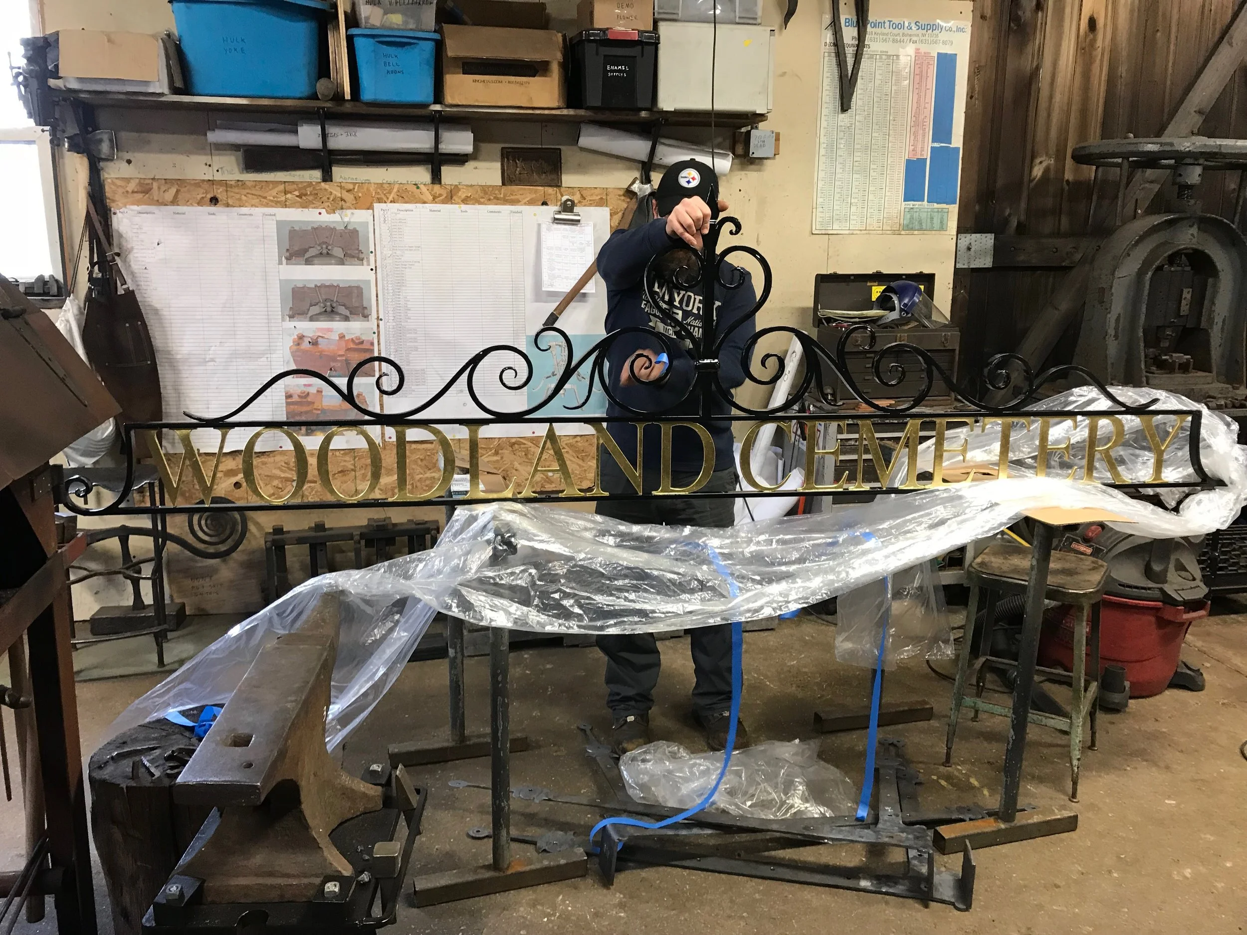 Metal Scrollwork Valance Cemetery Driveway Entry Gates.JPG
