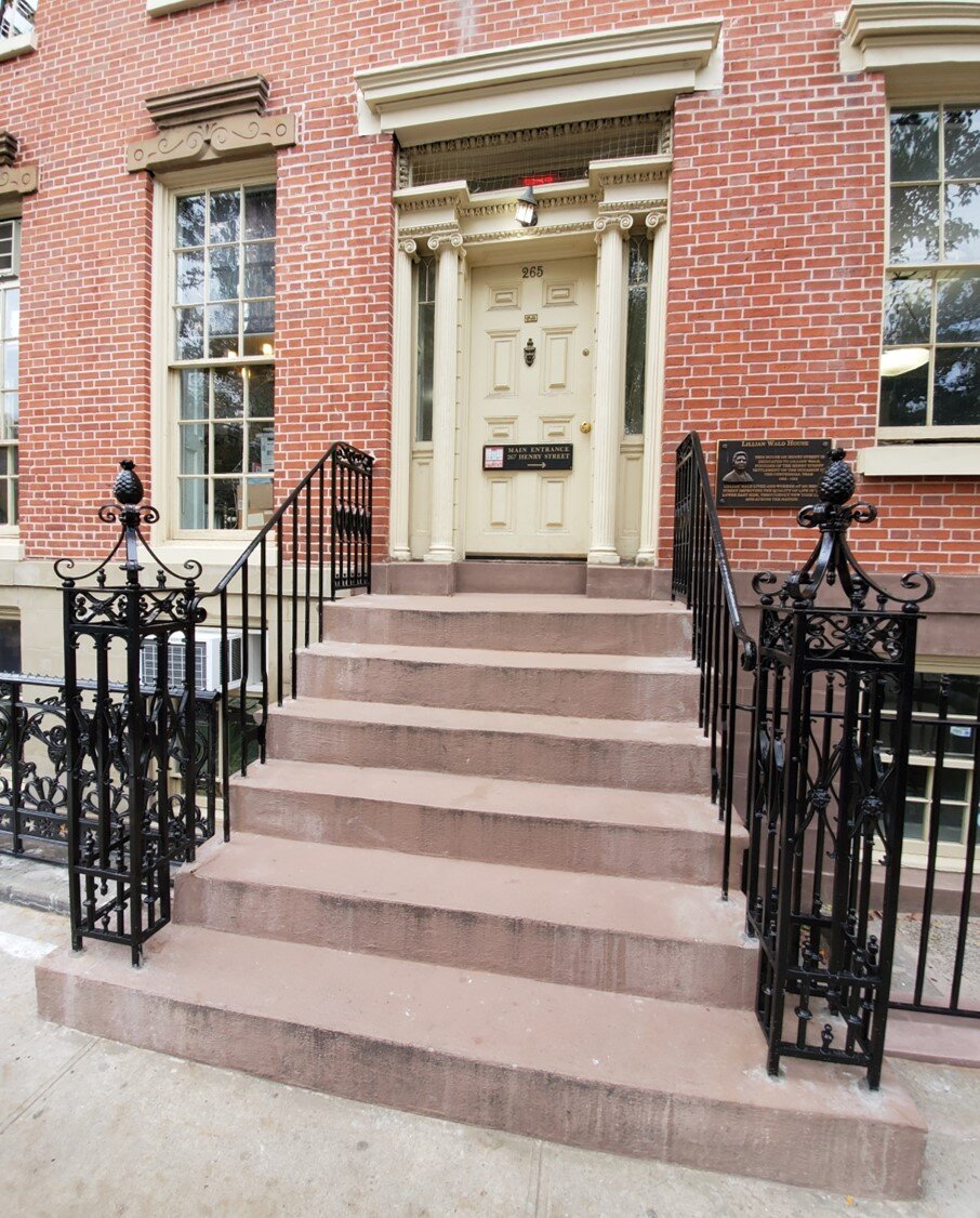 Historical Restoration Metal Stoop Stair Railing and Newel Posts with Pineapple Finials
