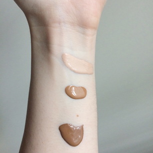 Top to bottom: Make Up For Ever Ultra HD liquid foundation in shades R230, Y455, Y505