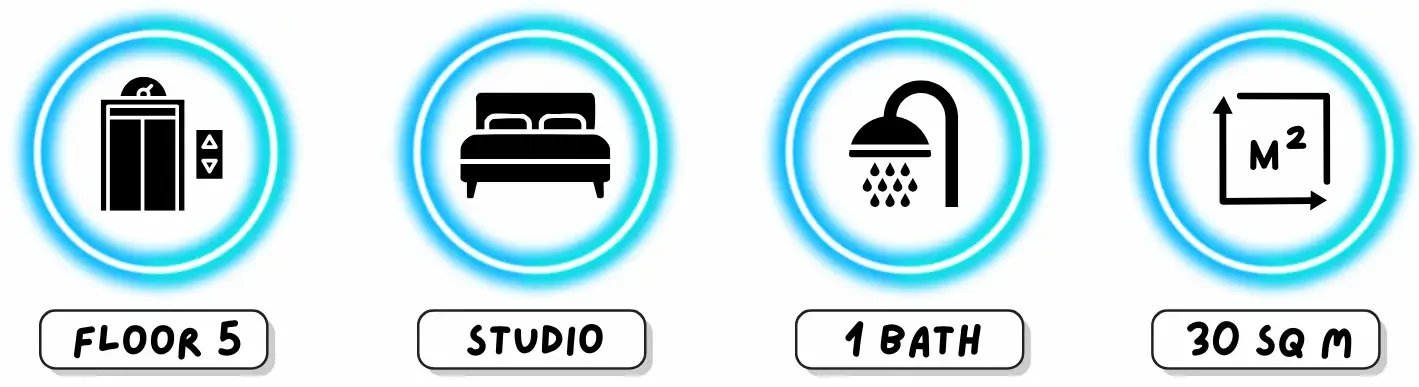 Studio condo at Jomtien Beach Condominium A1, floor 5 unit for rent or sale in Jomtien Pattaya near the beach