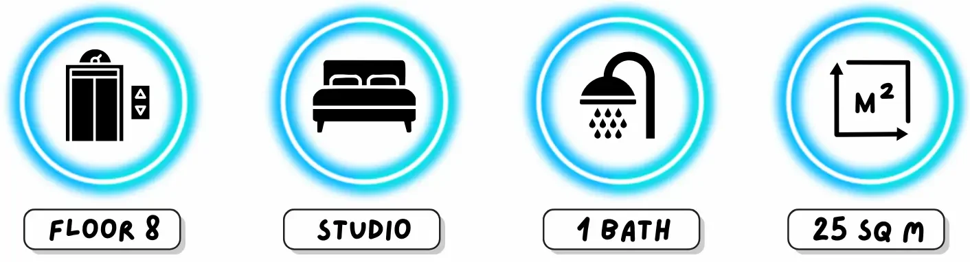 Studio condo at Laguna Beach Resort 3 The Maldives Pattaya, floor 8 unit in resort-style development near Jomtien Beach