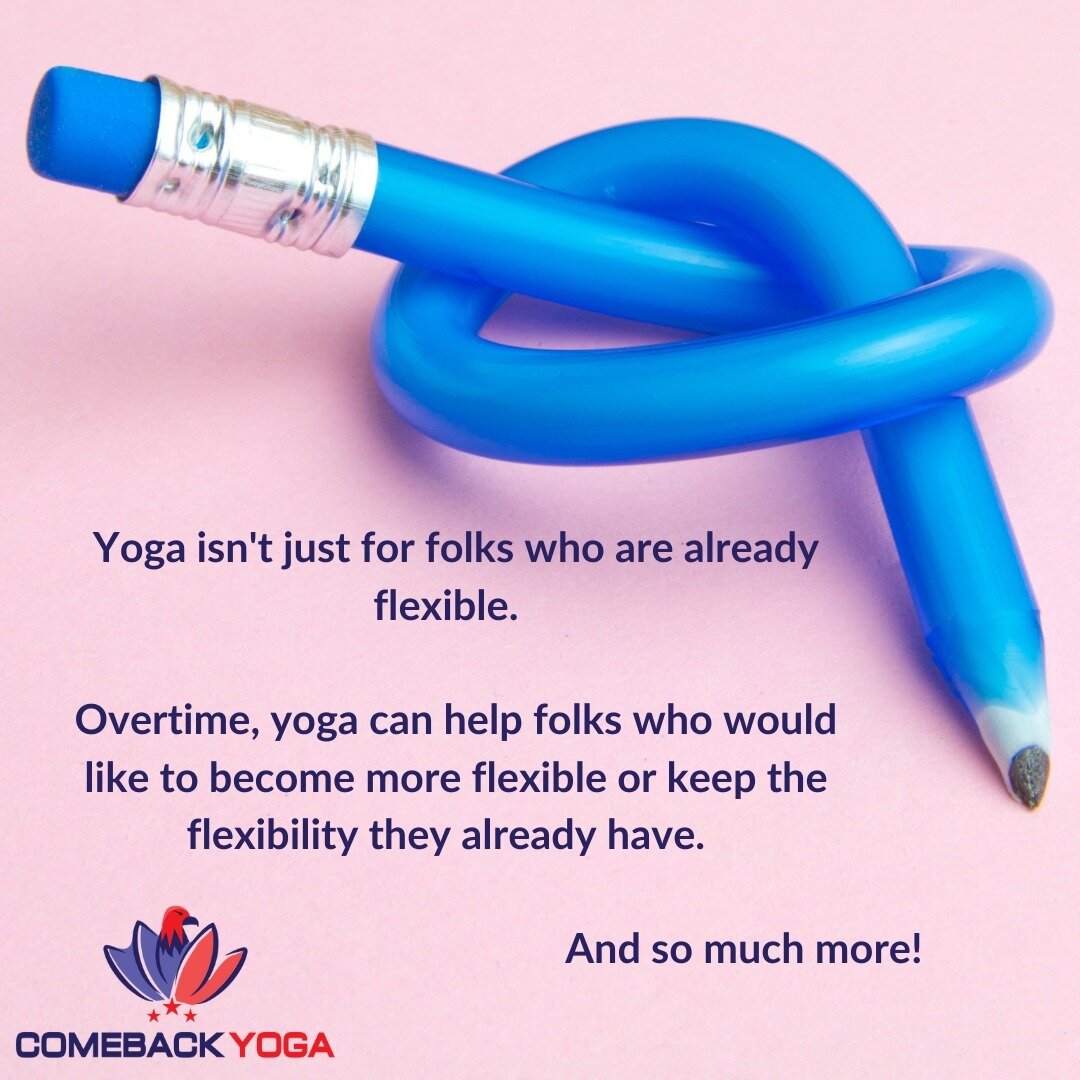 Yoga is for everyone, no matter your flexibility, your strength, your ability.  Come check out a Comeback Yoga! We provide FREE yoga for the military community. 

#Yoga #MilitaryYoga #Military #Army #Navy  #AirForce #SpaceForce #CoastGuard #MarineCor