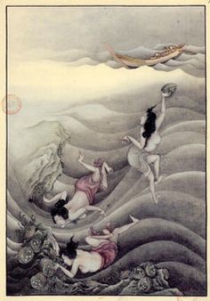 Ama diving for shells
