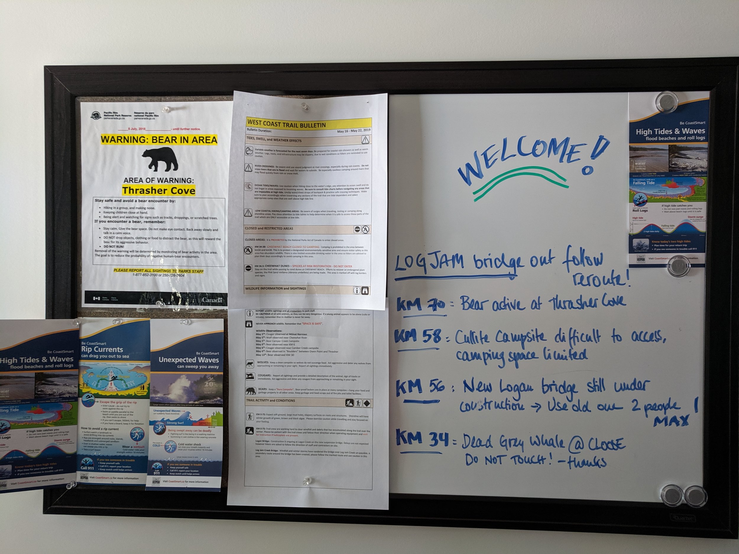 The 2pm orientation didn’t provide many details new to us, given the previous research and backpacking experience - but it was useful to get up-to-date weather forecast for the week (sunny every day!) as well as specific notices along the way like damaged trail or wildlife encounters.