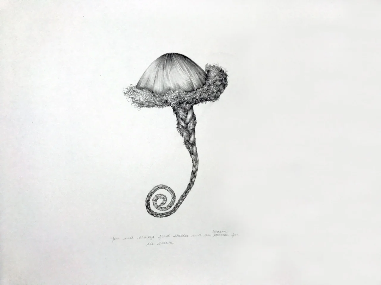    You Will Always Find Shelter And A Reason For Ice Cream  , 2017  pencil on paper, 13.4 x 19.7 in. 