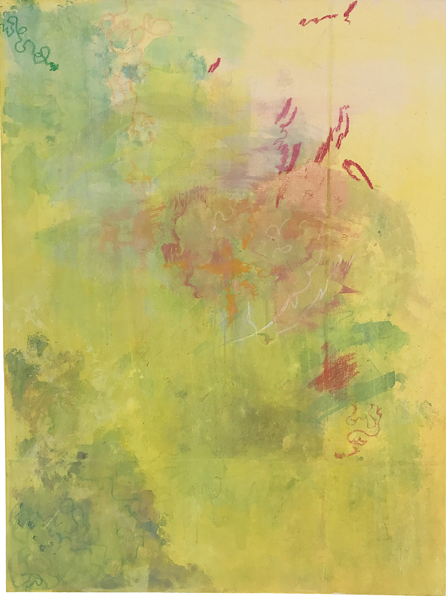 Austin Willis, Petals in the Spring Winds , 2017, Acrylic, Oil Pastel on Canvas, 36 x 48 in.