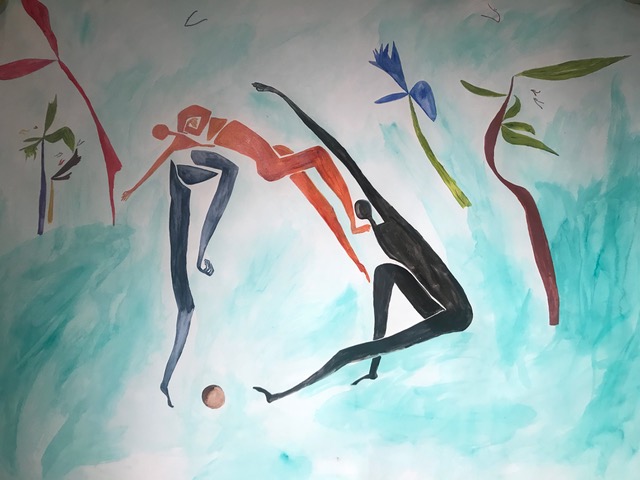   Soccer , 2016, Watercolor on Paper, 50 x 38 in. 