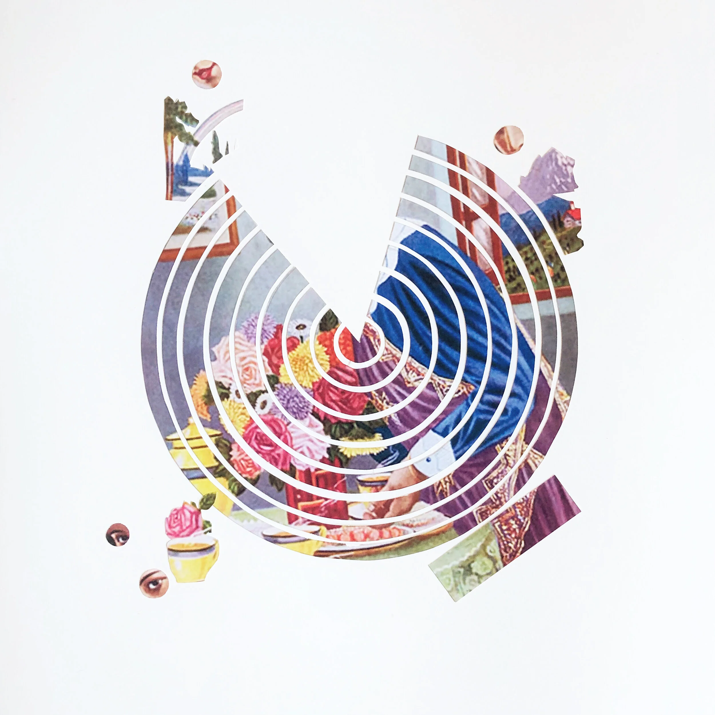  Maya Varadaraj, Perfectly Fragmented and Unraveling, 19 x 19 in, Collage  Sold 