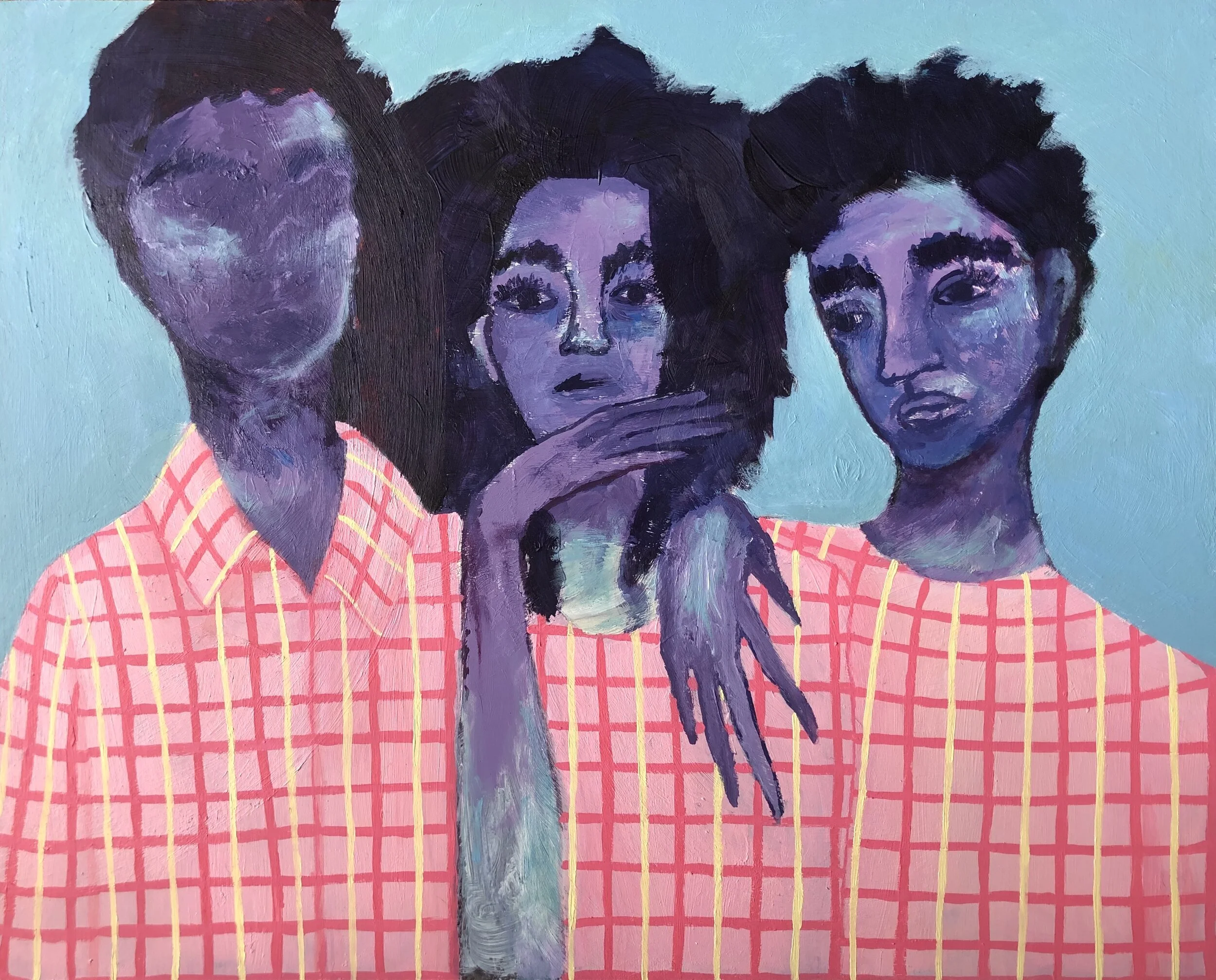  Maya Varadaraj, Three Siblings and The Colour of Their Skin, 16 x 20 in, Acrylic on Panel  Sold 