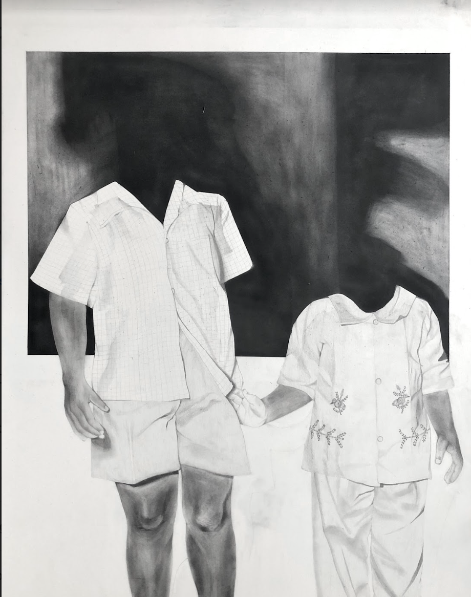 Maya Varadaraj Papoush in the Dark , 2021, Graphite on Paper, 36 x 30 in. Price upon request