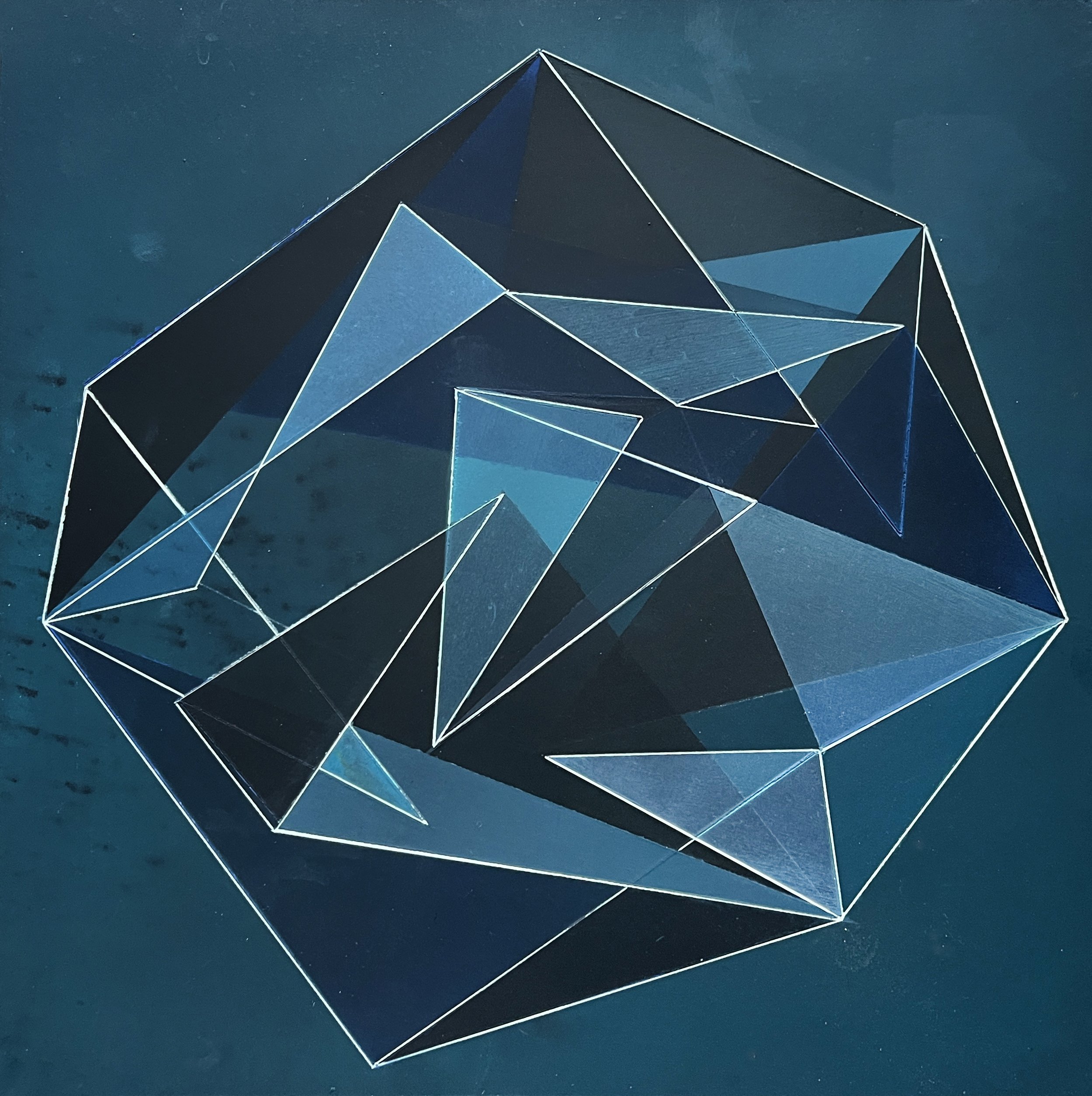  Folded Space 1 casein and flashe on panel  8” x 8”   