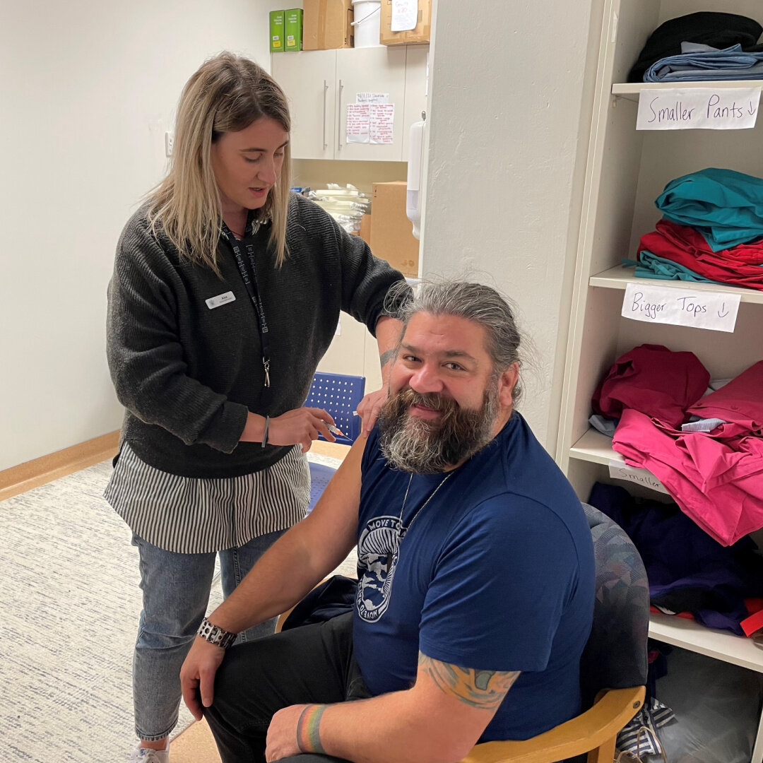 The seasons are changing here in Te Whanganui-a-Tara. Riding in with the wind and rain is the flu. In collaboration with one of our key partners, Te Aro Health Centre, we are working to protect staff and whānau by offering free flu vaccines. Here Ken