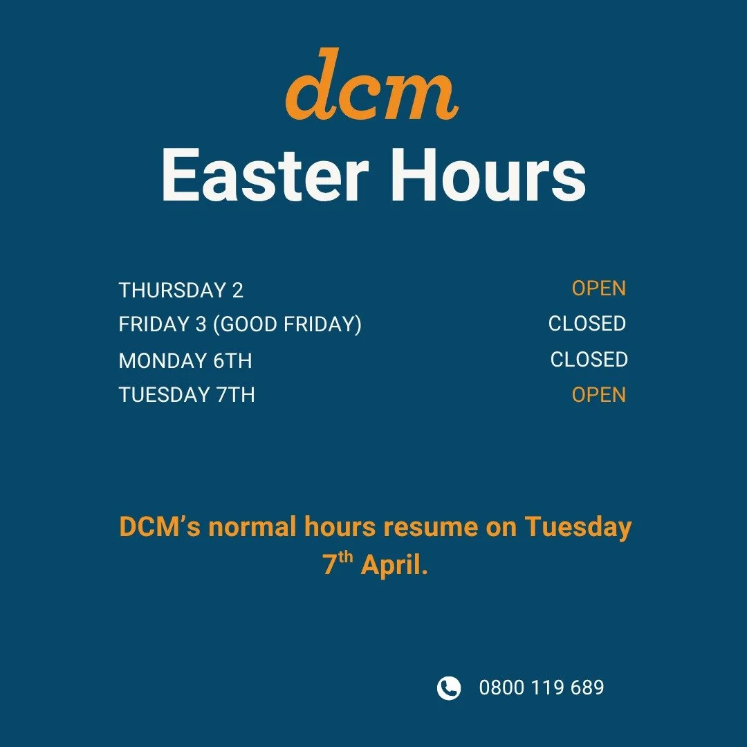 DCM will be closed on Friday 3rd and Monday the 6th for the long weekend.

Our normal hours will resume on Tuesday April 7th.

Have safe and restorative long weekends.