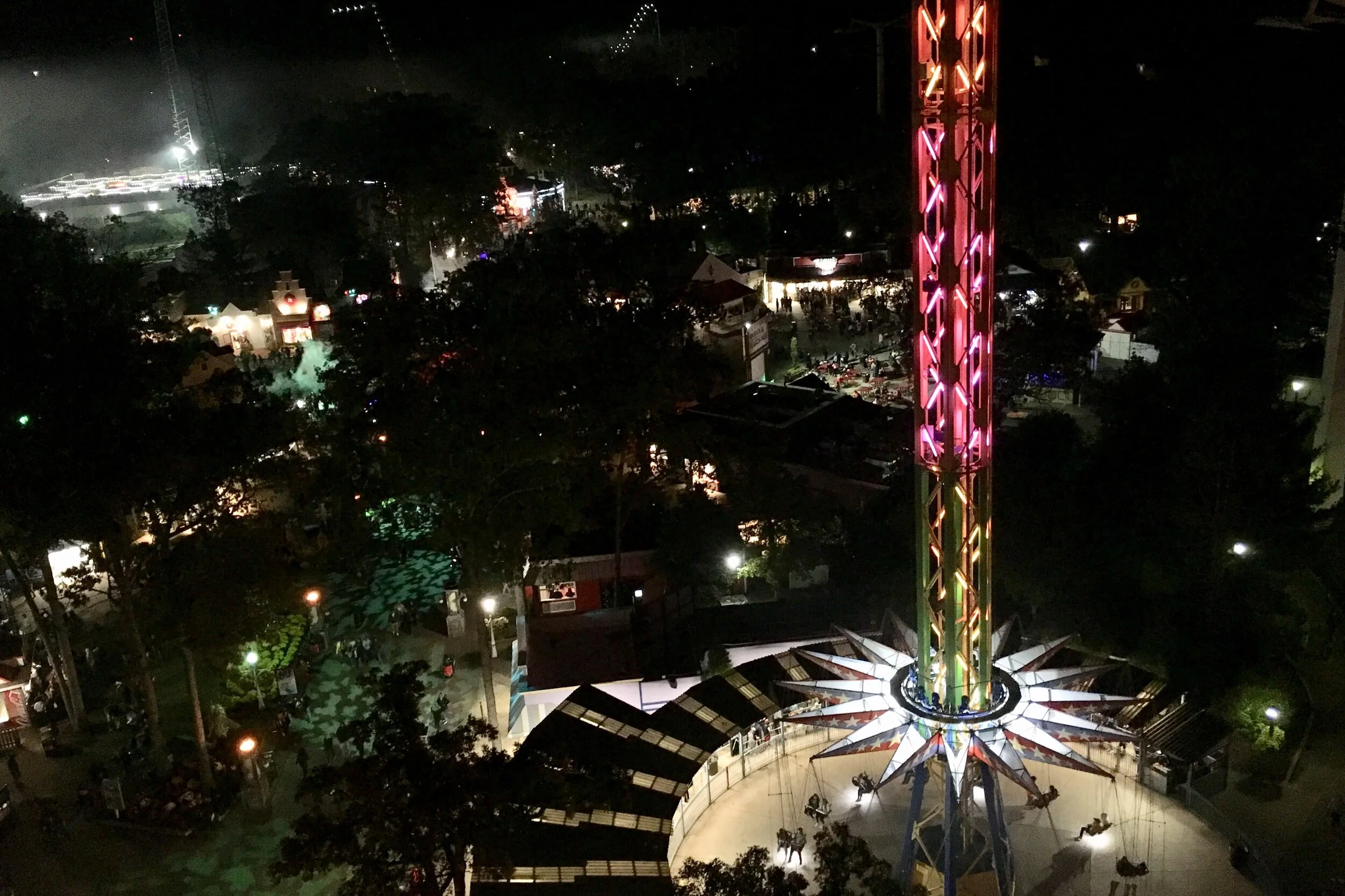 The night view of Six Flags Great Adventure from Big Wheel.