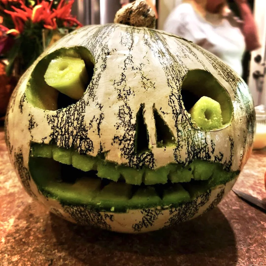 A zombie pumpkin.  Design by @ajtetzlaff