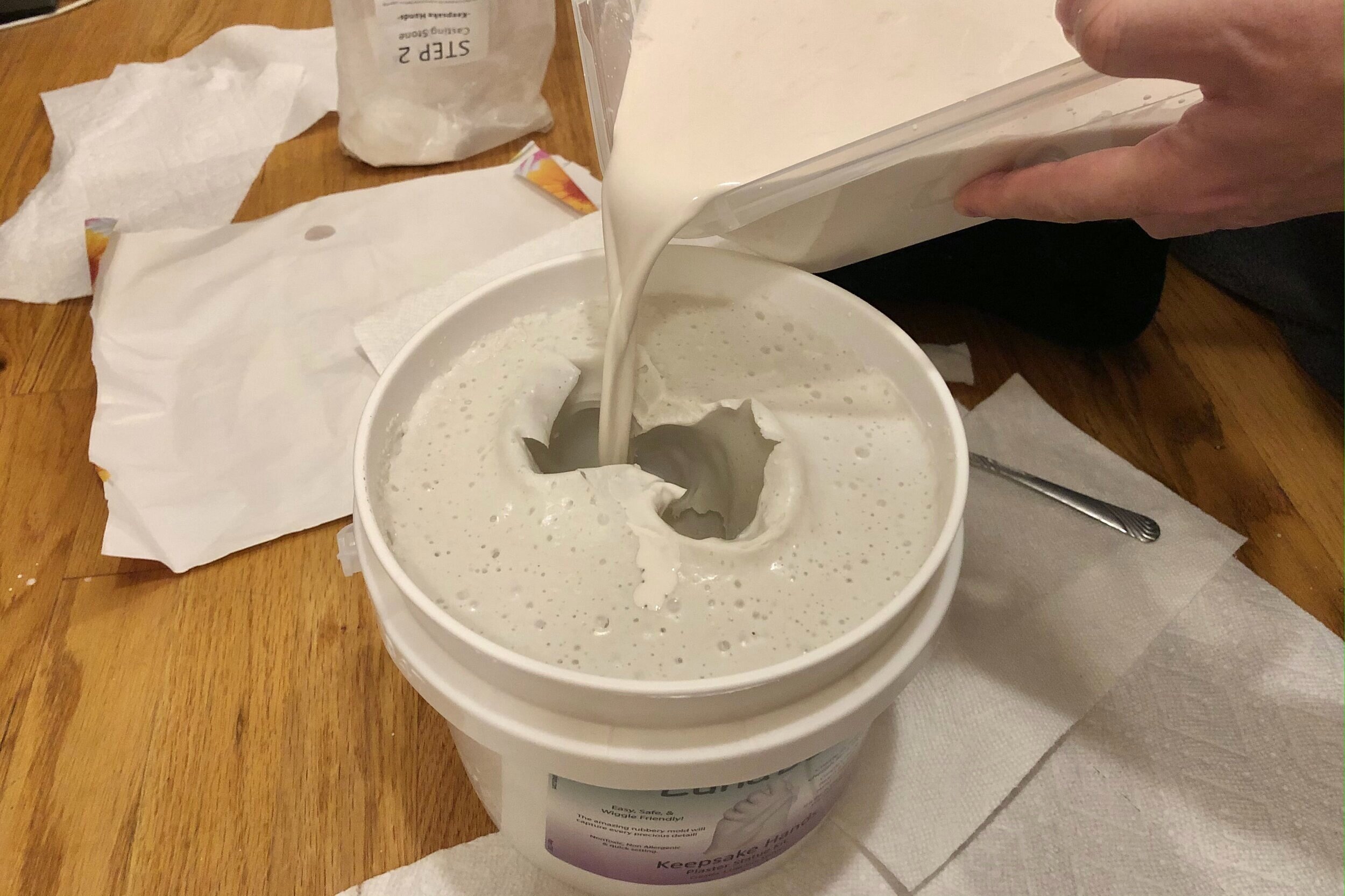 Pouring the casting stone!