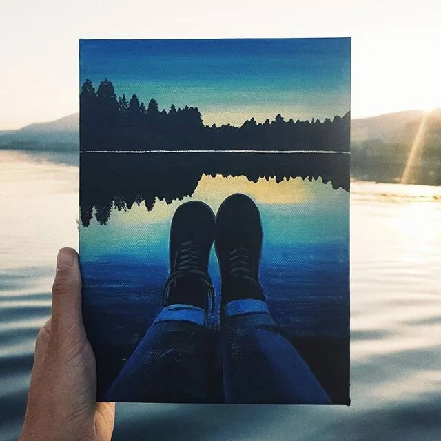Peindre l'eau au bord de l'eau #littleone #outdoor #painting #lake #jura #etangdelagru&egrave;re #neuchatel
