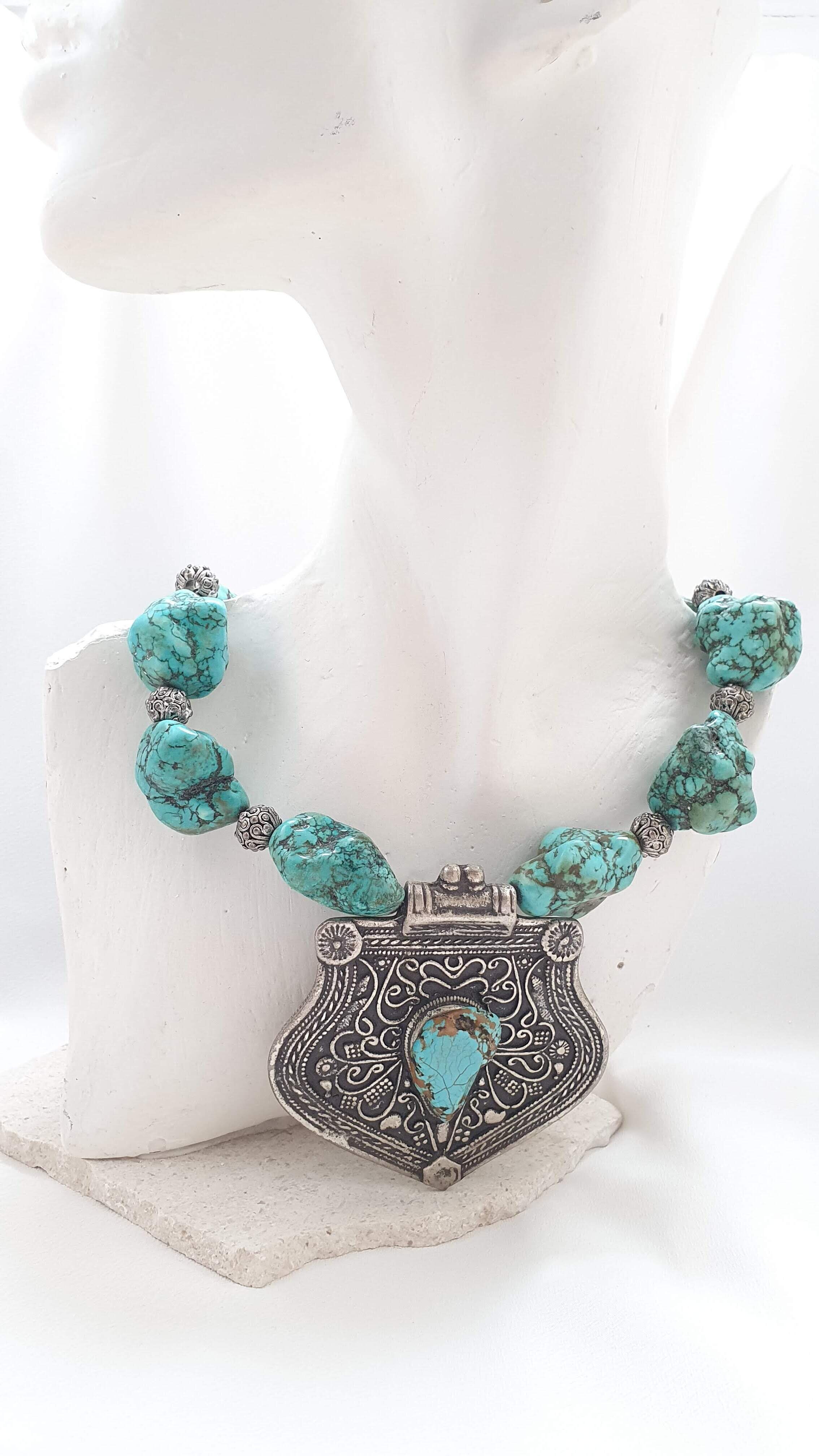 Teal Chain Link Necklace, Oversized Chain Statement Necklace - AlinaandT -  PinkLion