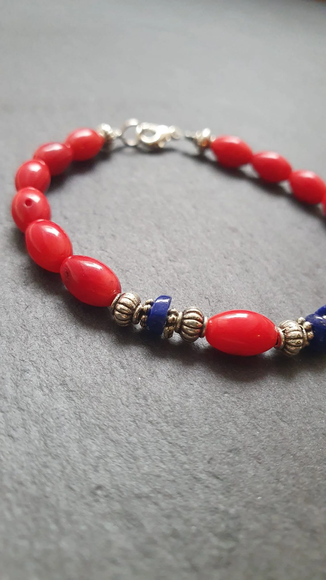 Coral & lapis bracelet