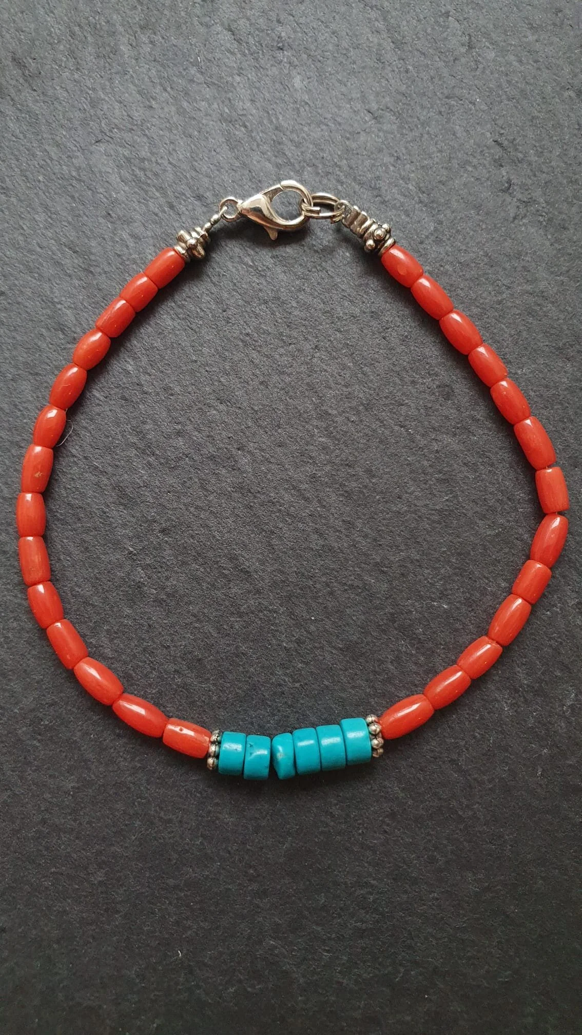 Adriatic coral & turquoise bracelet