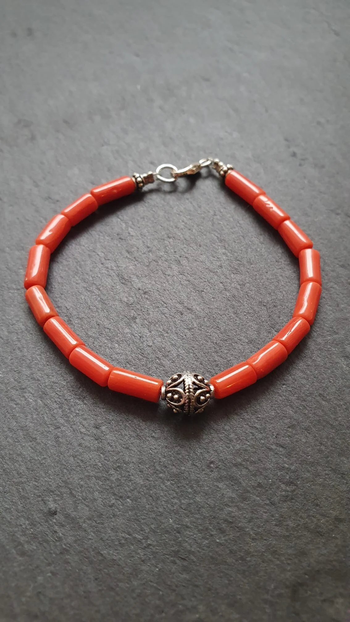 Adriatic coral & Dubrovnik button bracelet
