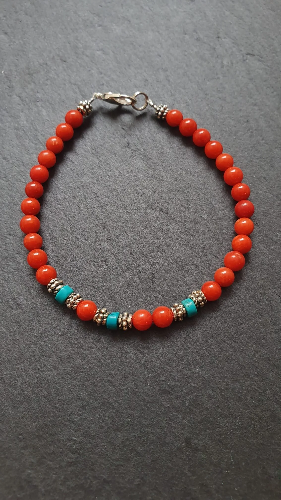 Adriatic coral & turquoise bracelet
