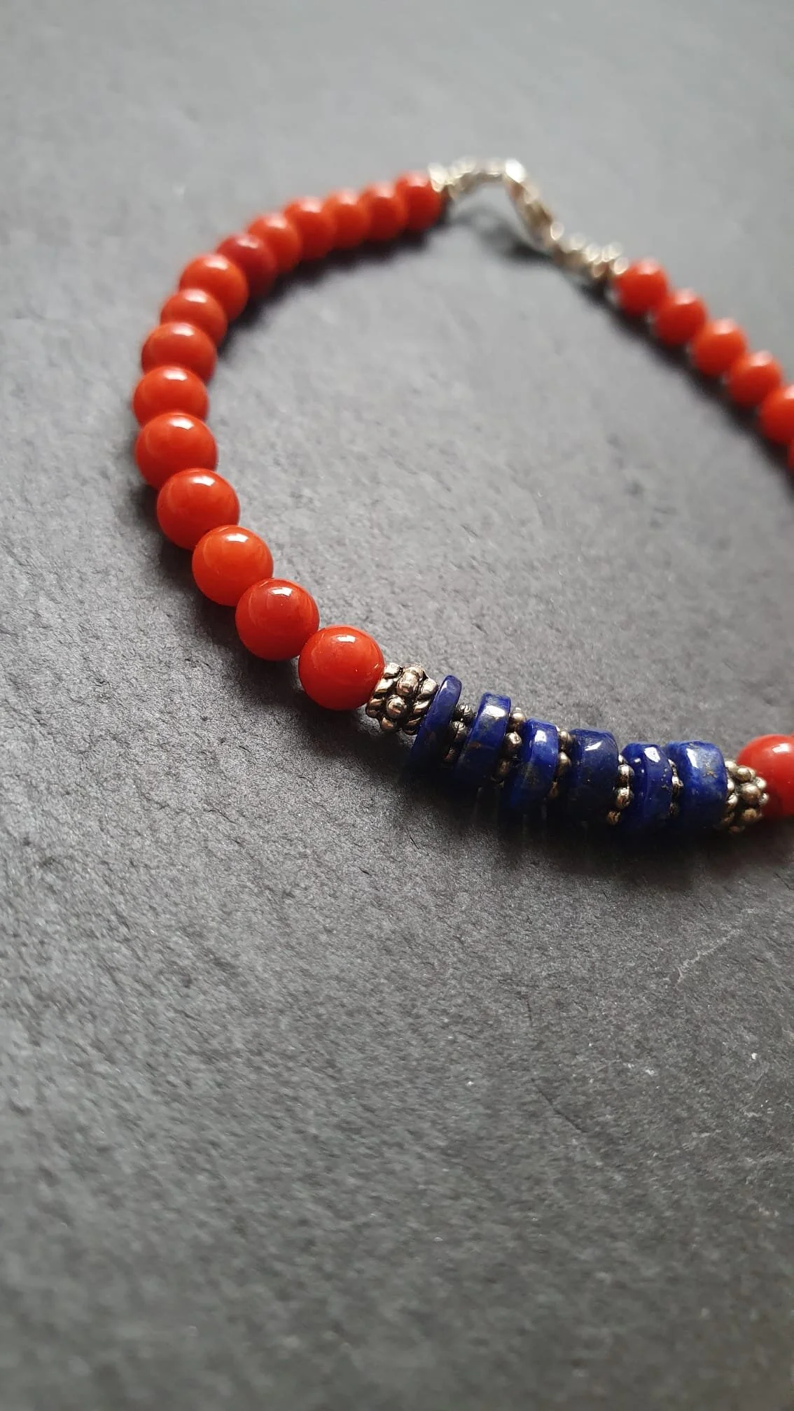 Adriatic coral & Lapis bracelet