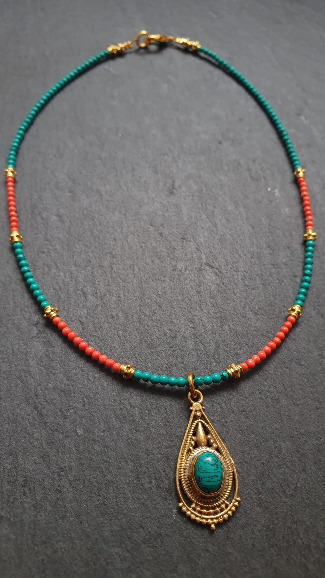 Adriatic coral & turquoise necklace