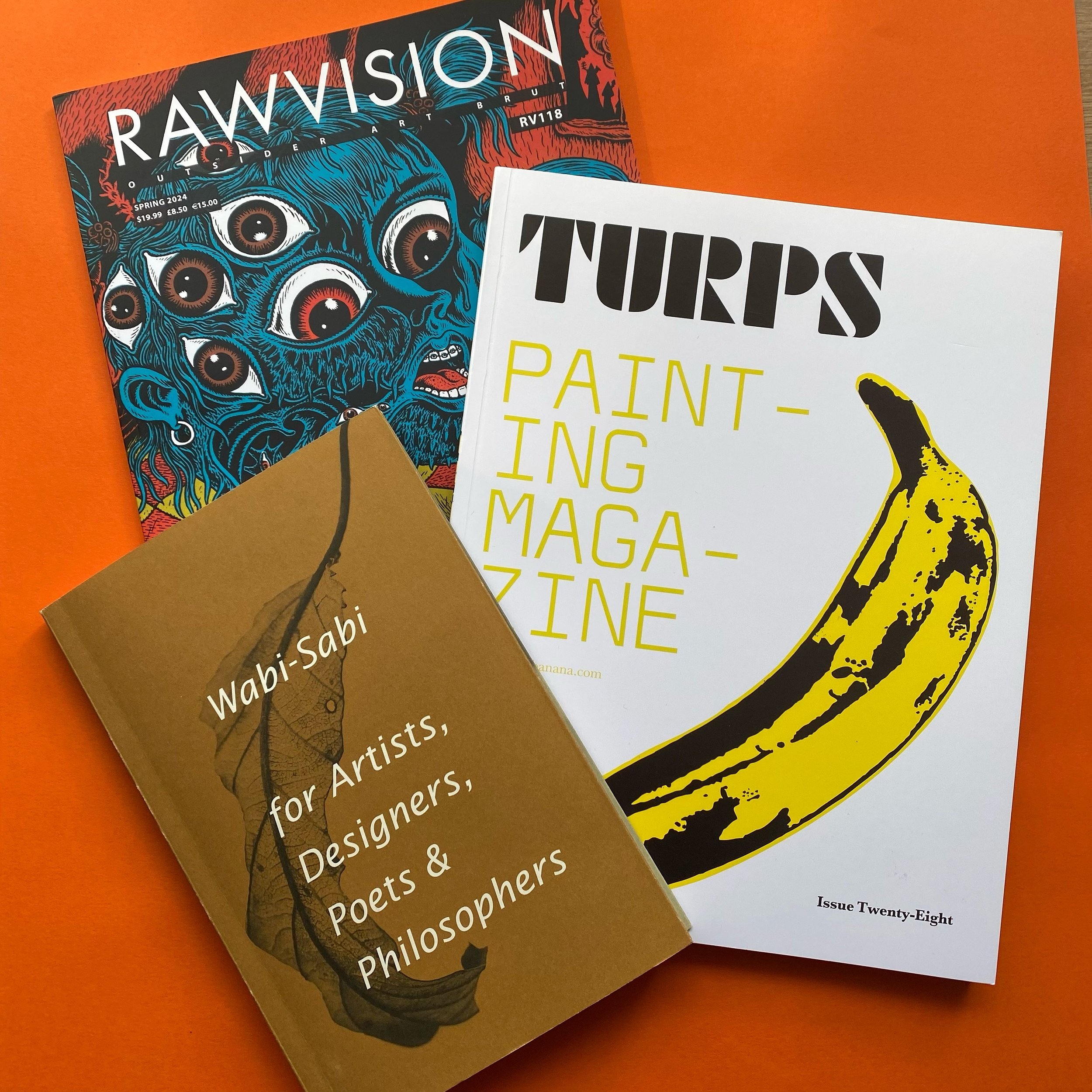 Treated myself to some inspiring mags and books at @arnolfinibookshop yesterday. 

- Raw Vision magazine (outsider art brut)
- Turps Banana (painting magazine)
- Wabi-Sabi book (learning about the perfectly imperfect)

I&rsquo;ll enjoy spending time 