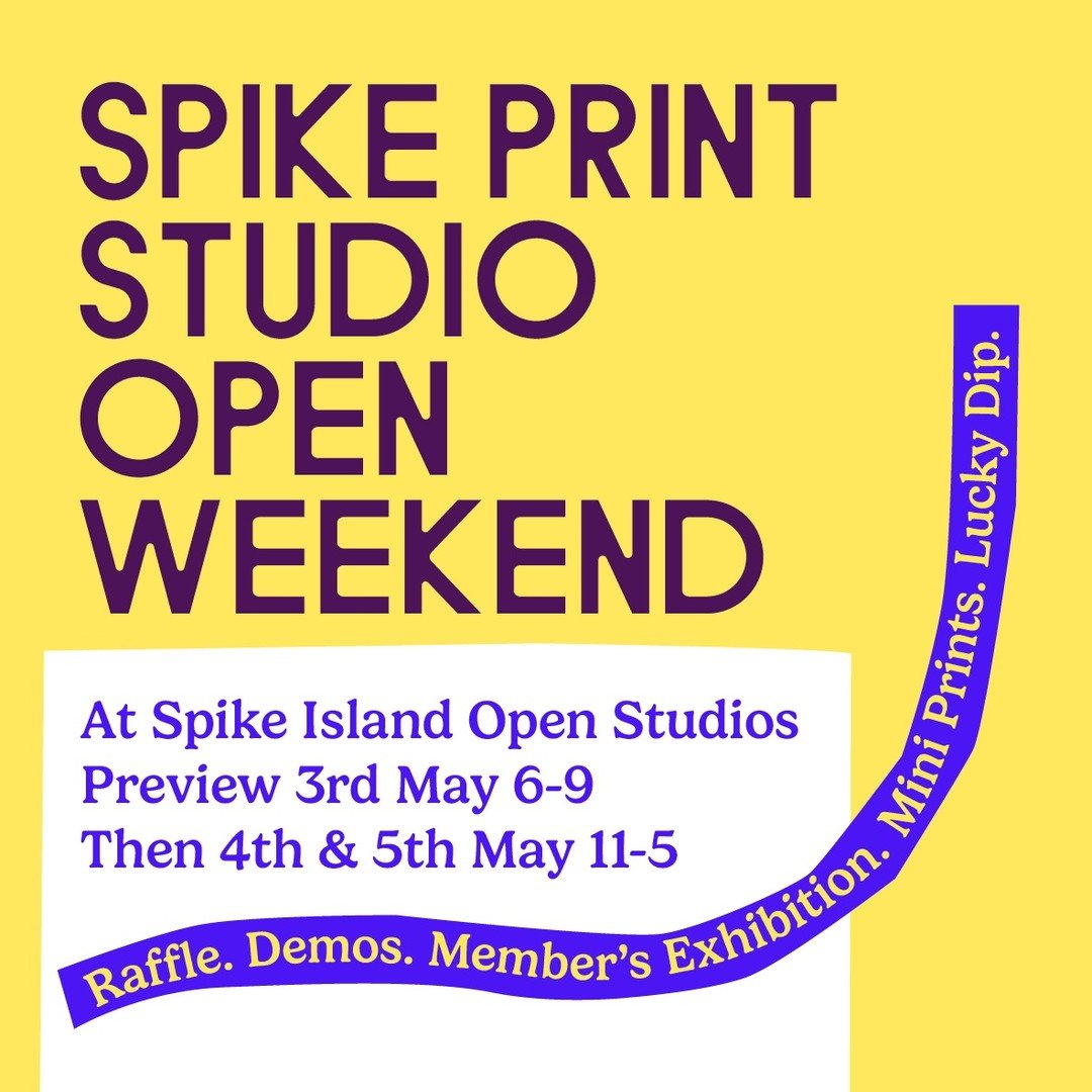 It's open studios at @spikeprintstudio this weekend? Alongside their members exhibition, lucky dip, Peter Reddick bursary show and raffle, they&rsquo;ve got a bunch of exciting live print demos (see second slide for more) @svabiccannon is will be sho