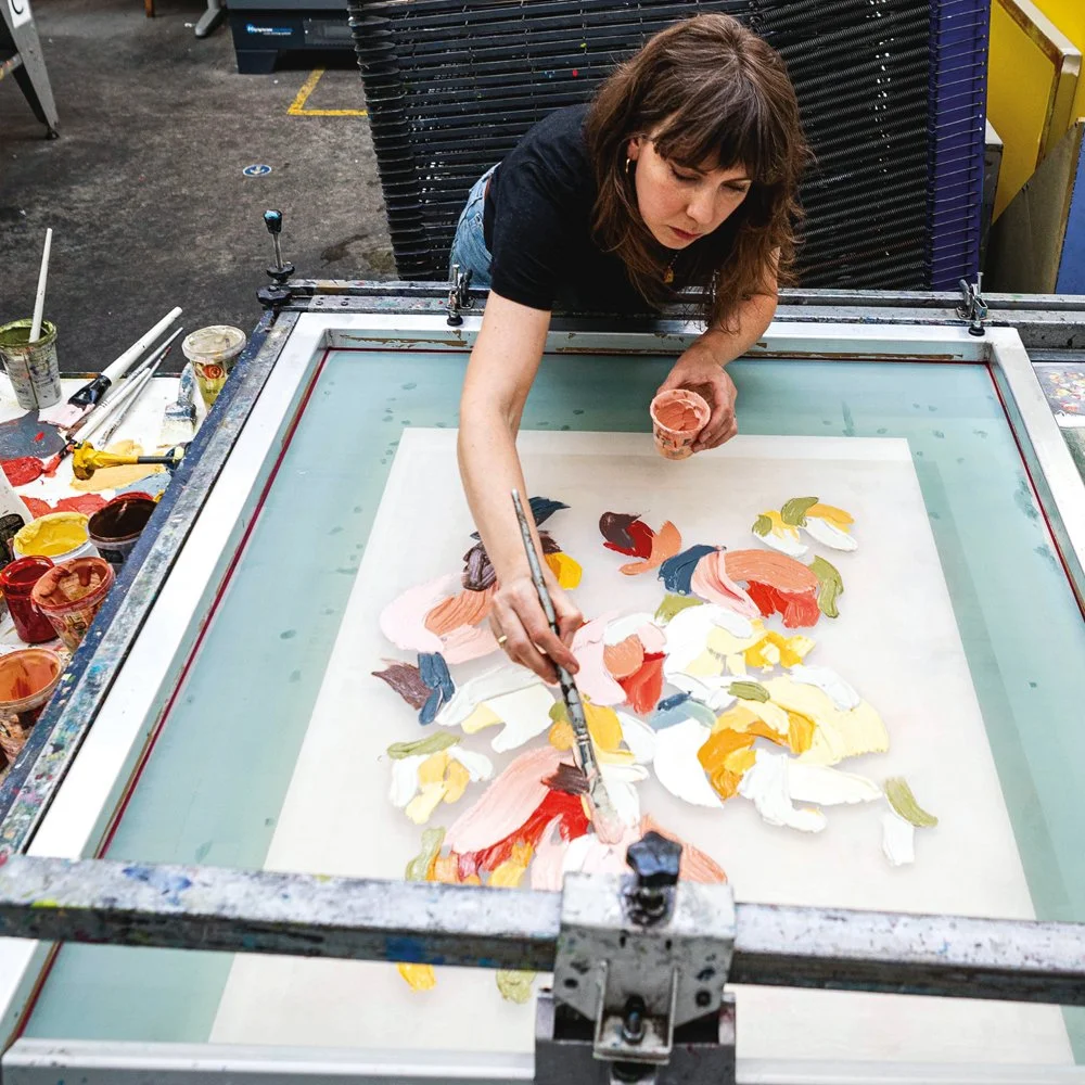 Painter and printmaker @valeskahykel reflects on her unique approach to making monoprints and the emotional journey of balancing anxiety and isolation with the joy of the big reveal. &ldquo;The ghost prints hold onto much of the process, somehow refl