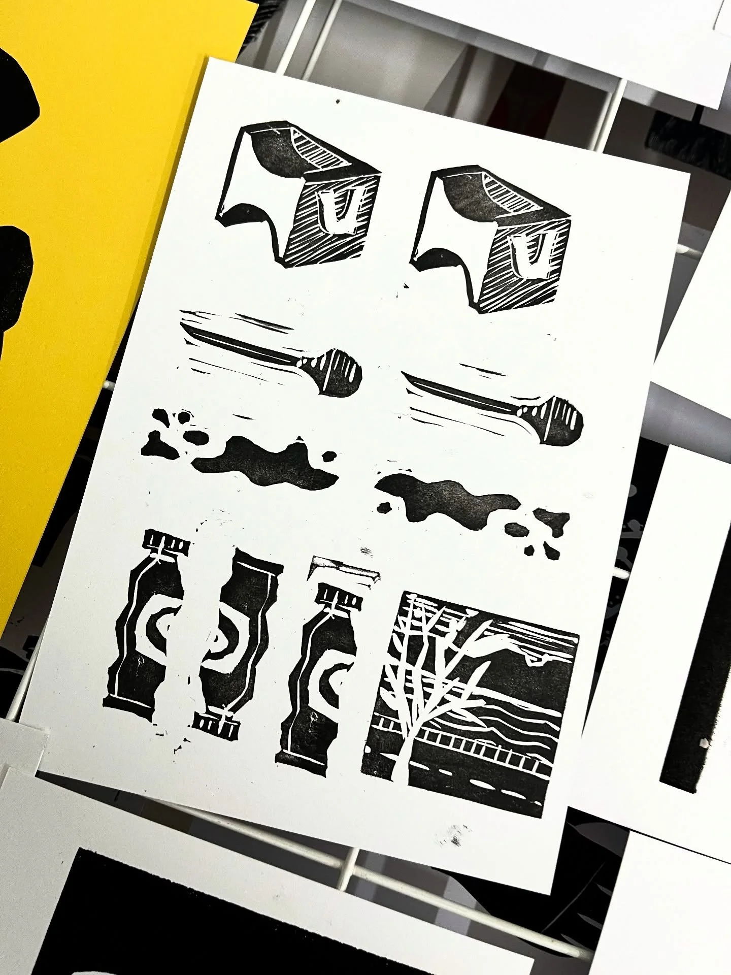 Inky antics on my course at @spikeprintstudio with @grh_illustration - we are all making small linocuts and rubber stamps inspired by shapes found in and around the print studio, which will be scanned in and layered up for a Riso print flyer to promo