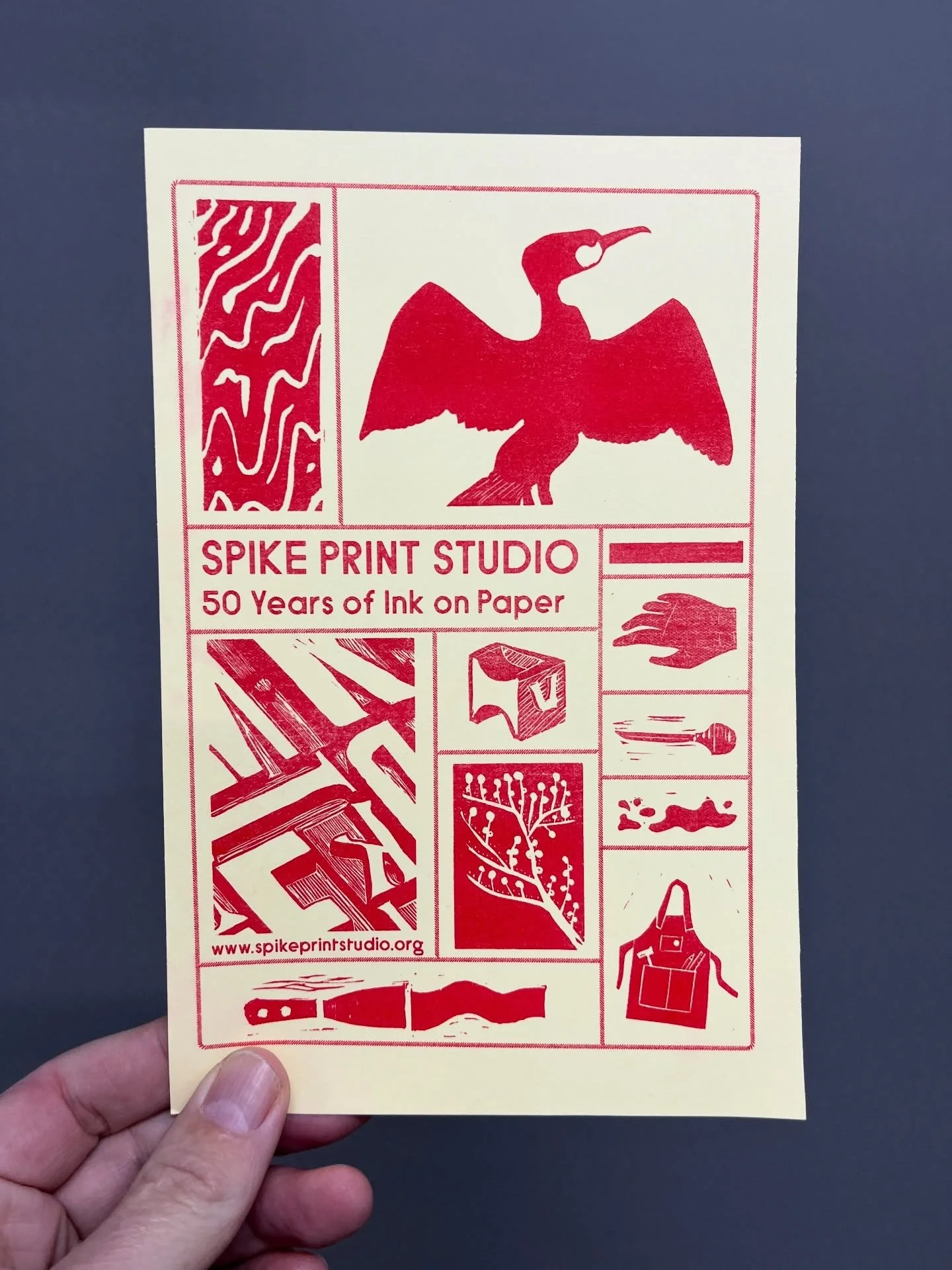 Nice to see some of my linocuts and stamps make there way onto the @spikeprintstudio flyer for their 50 Years Of Ink On Paper promotions. Lots of things planned at Spike Print studio including a new print fair in the summer, so give them a follow. We