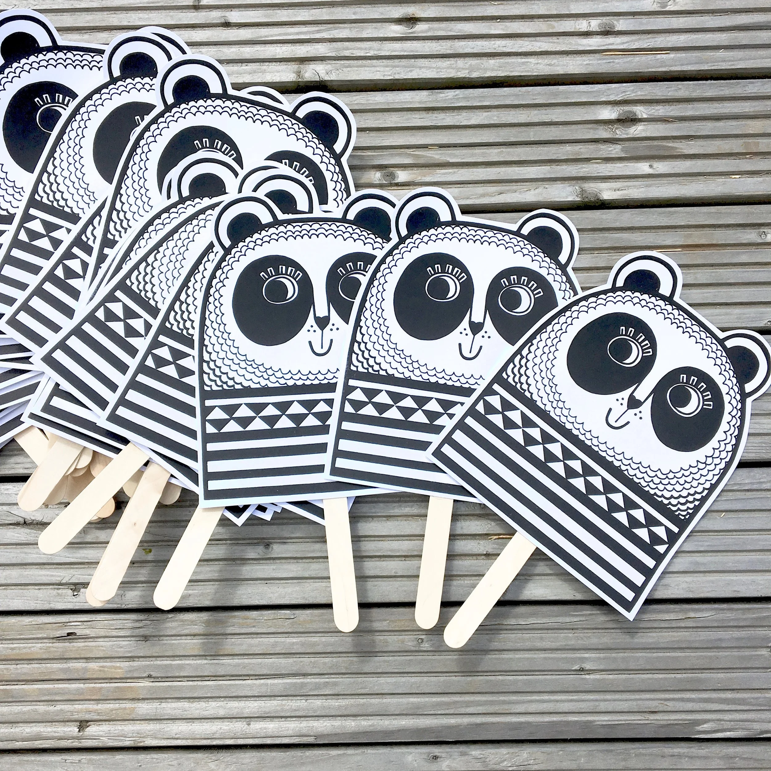 Screen printed Panda masks for my workshop