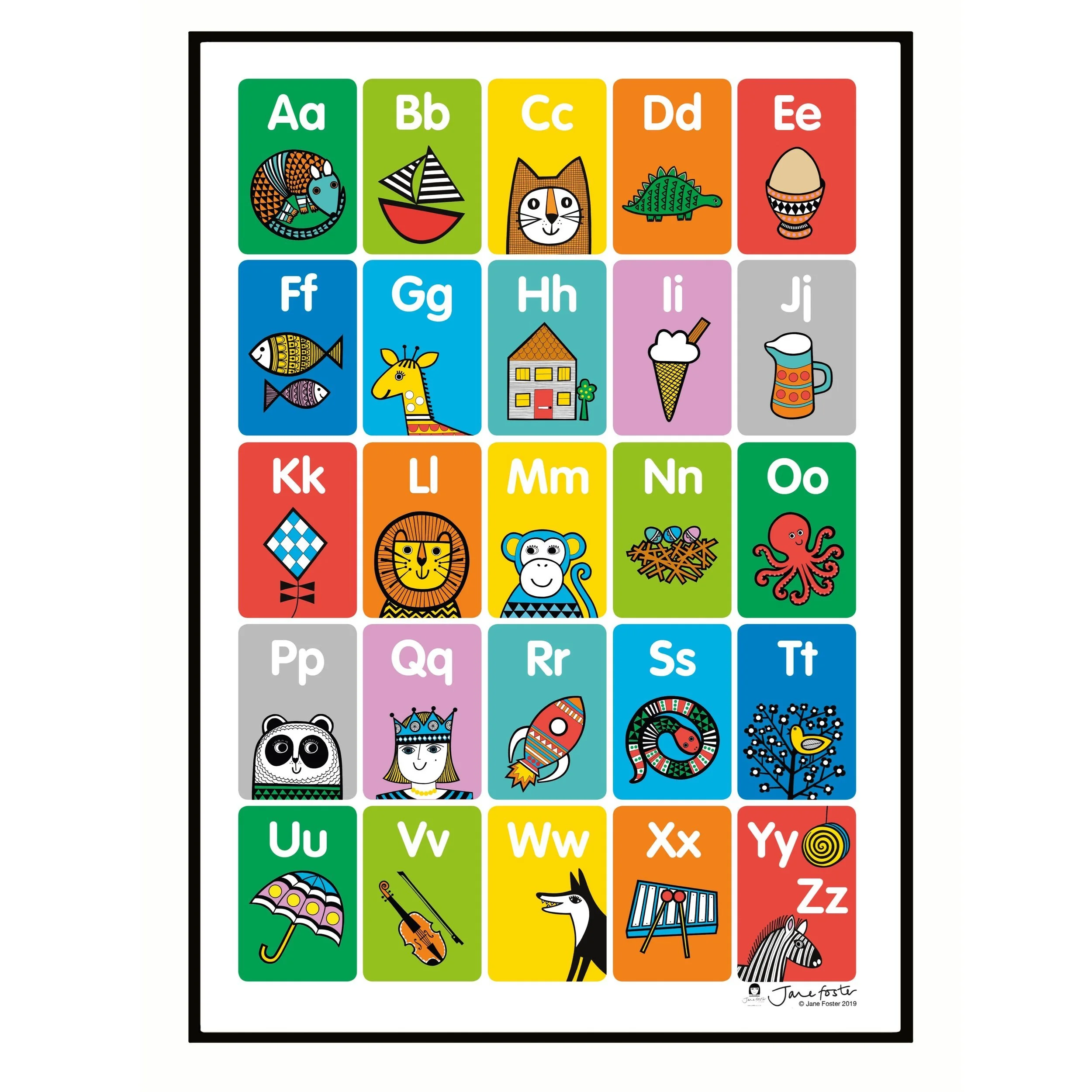 Rainbow Alphabet Print A3