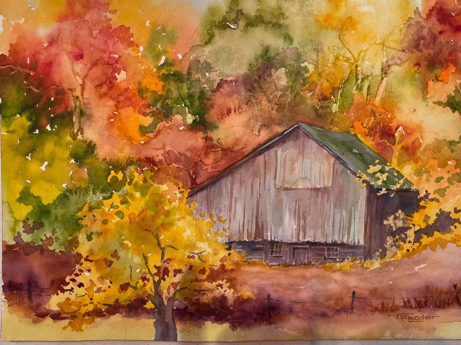 Cathy Meader "Wally's Barn In The Fall"