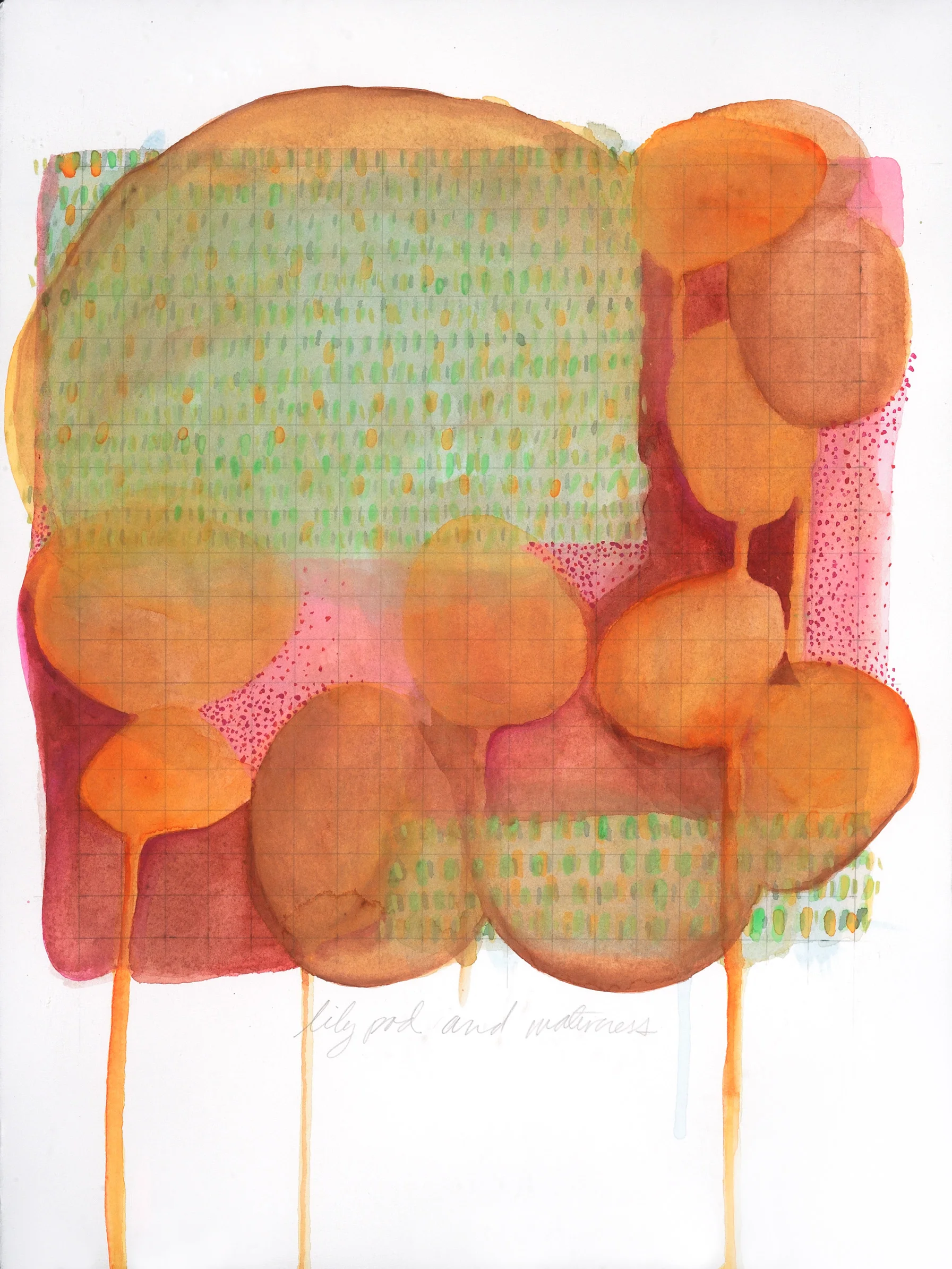 "Lily Pod and Watercress" 11X15, watercolor and graphite 2017