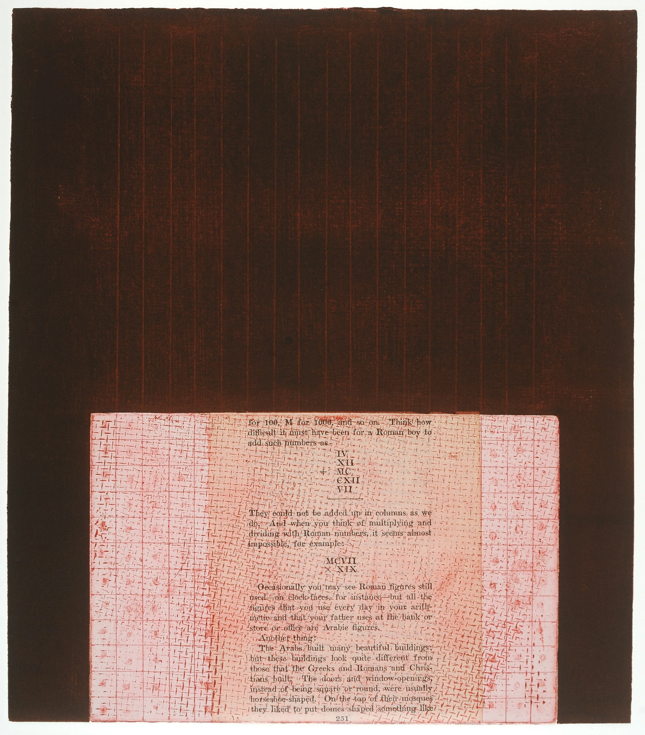 "Page 251" etching, collograph with chine colle, 19X26, 2017
