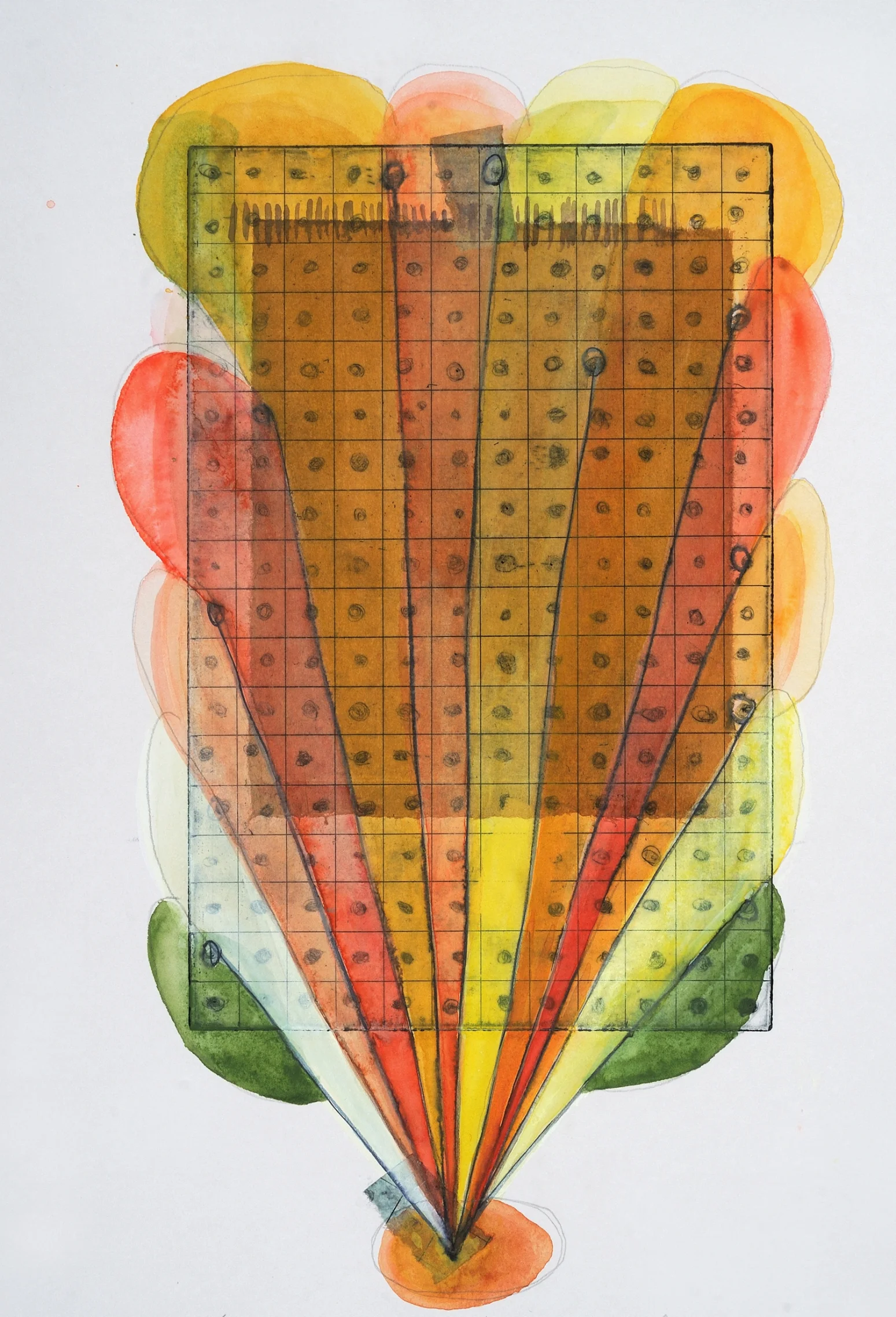 "Desertification of Knowledge: Spring," 11X15, etching, chine colle', watercolor, 2018