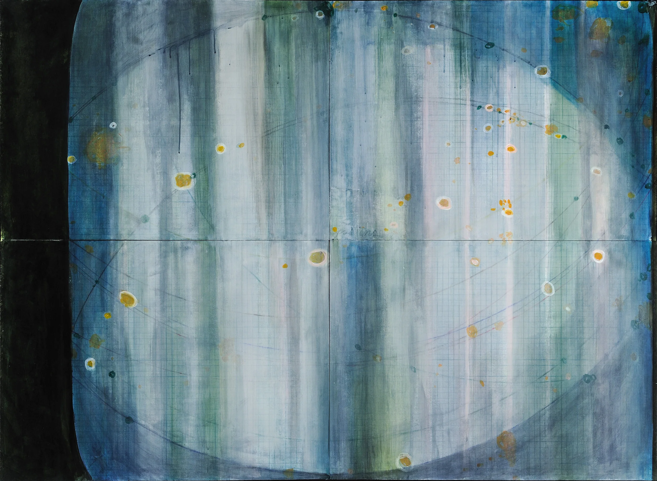 "Voyager," collagraph, chine colle' and acrylic on paper, 44X60