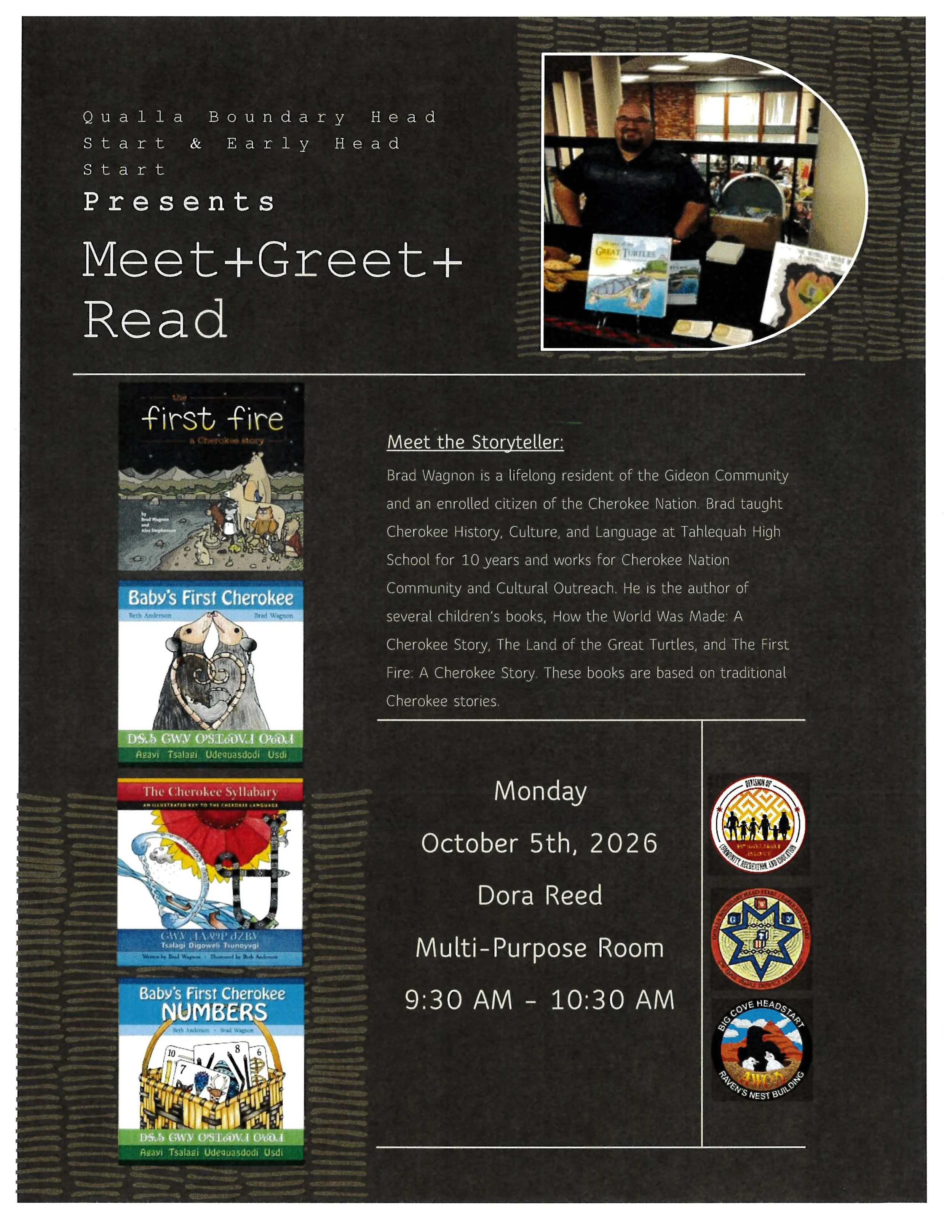 Brad Wagnon at Dora Reed Center 9:30am Eastern