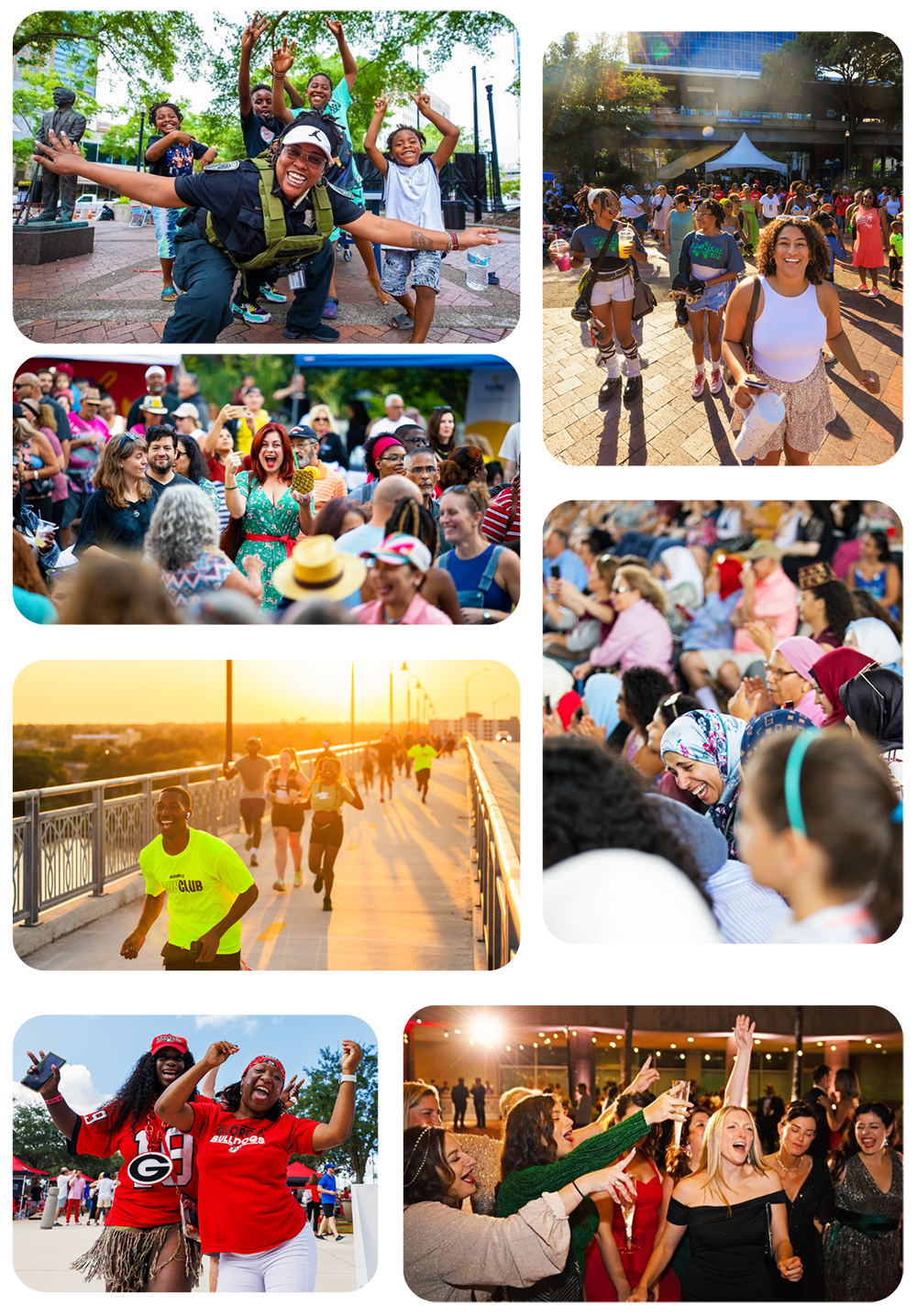 Cre8Jax: Jacksonville's local lifestyle media brand since 2016 — a collage of event, festival, race and nightlife photos from around the city.
