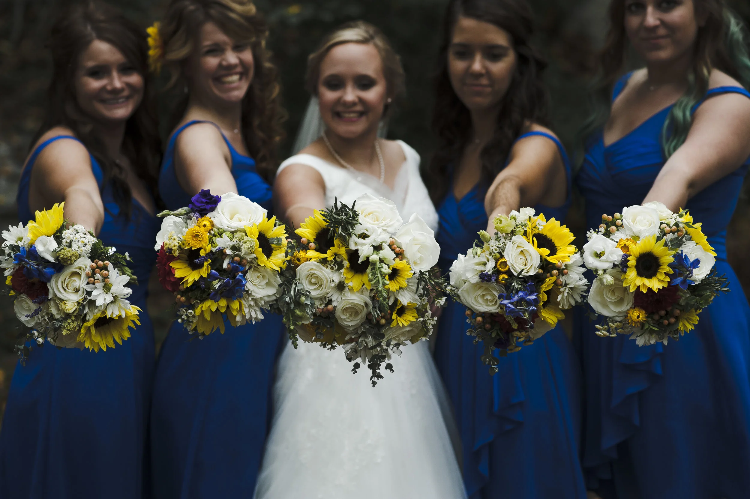 The yellow and white is striking against that royal blue!