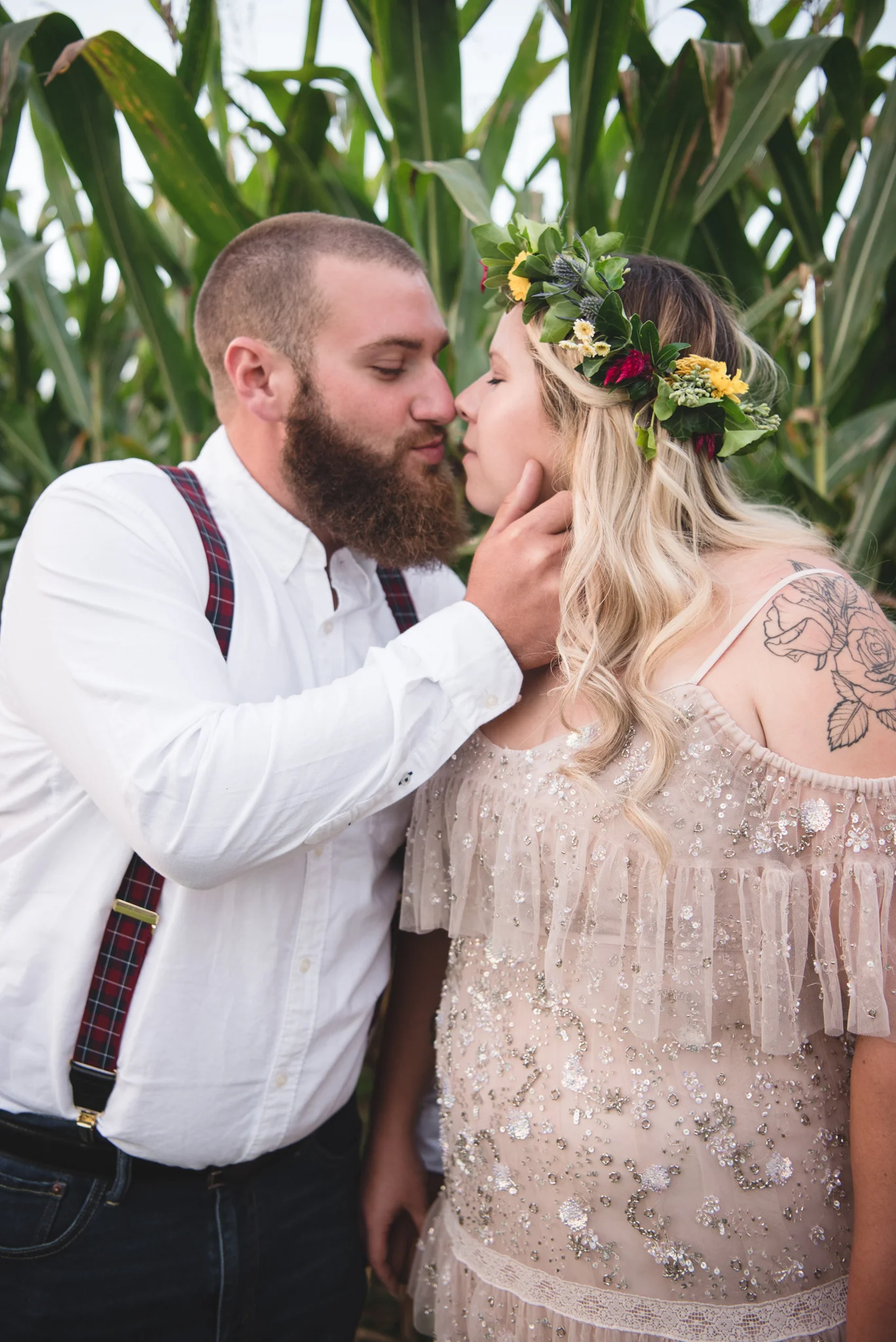 Annie traded in her bouquet for a flower crown at the reception, a great idea to keep your hands free but still floral adorned!