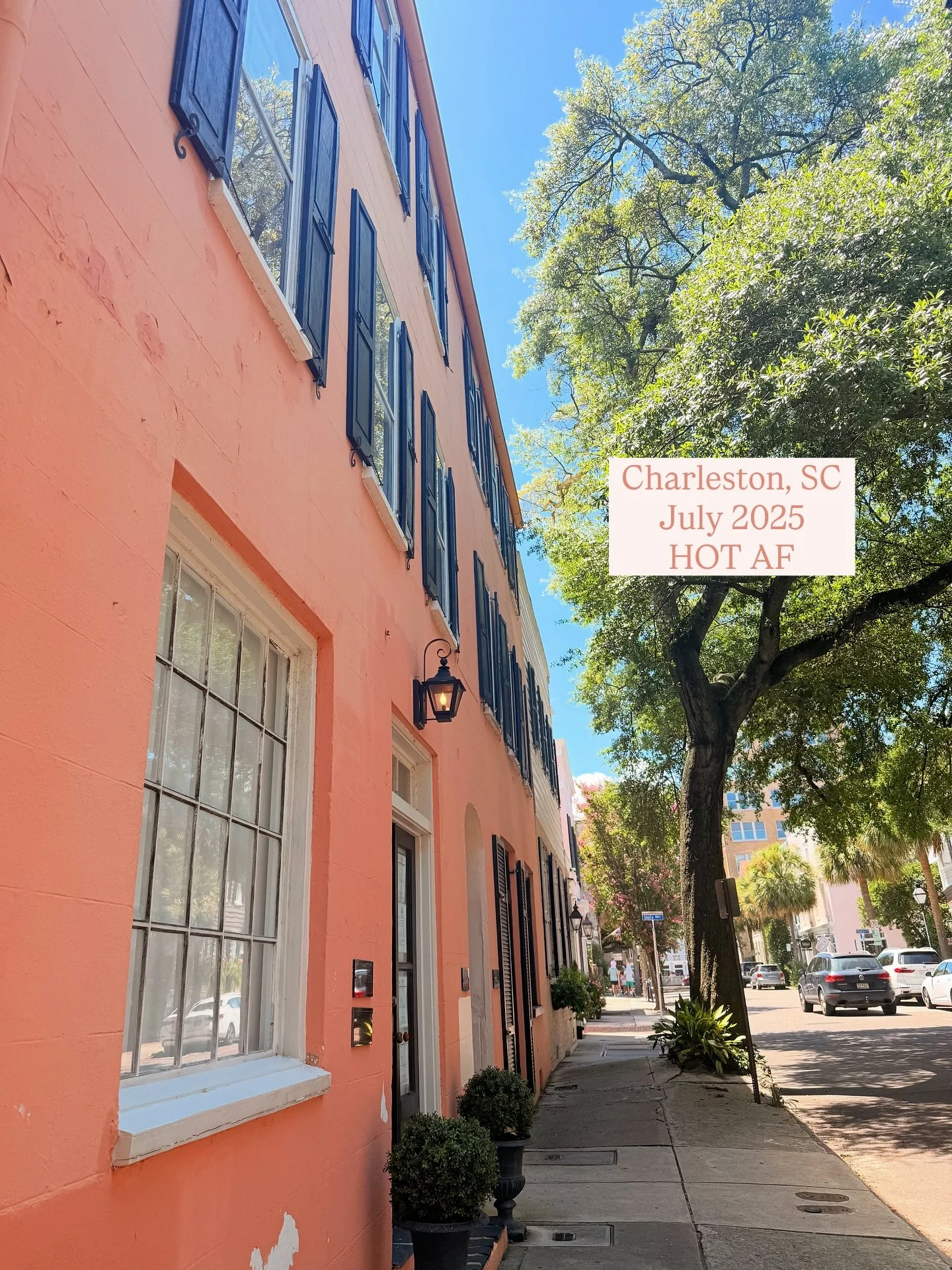 OK, we spent six days in Charleston, SC in July like a couple of dummies- there really are no words for the heat we experienced. And equally no words for the colorful architecture, beautiful tree-lined streets, history, AMAZING food, and perfect calm