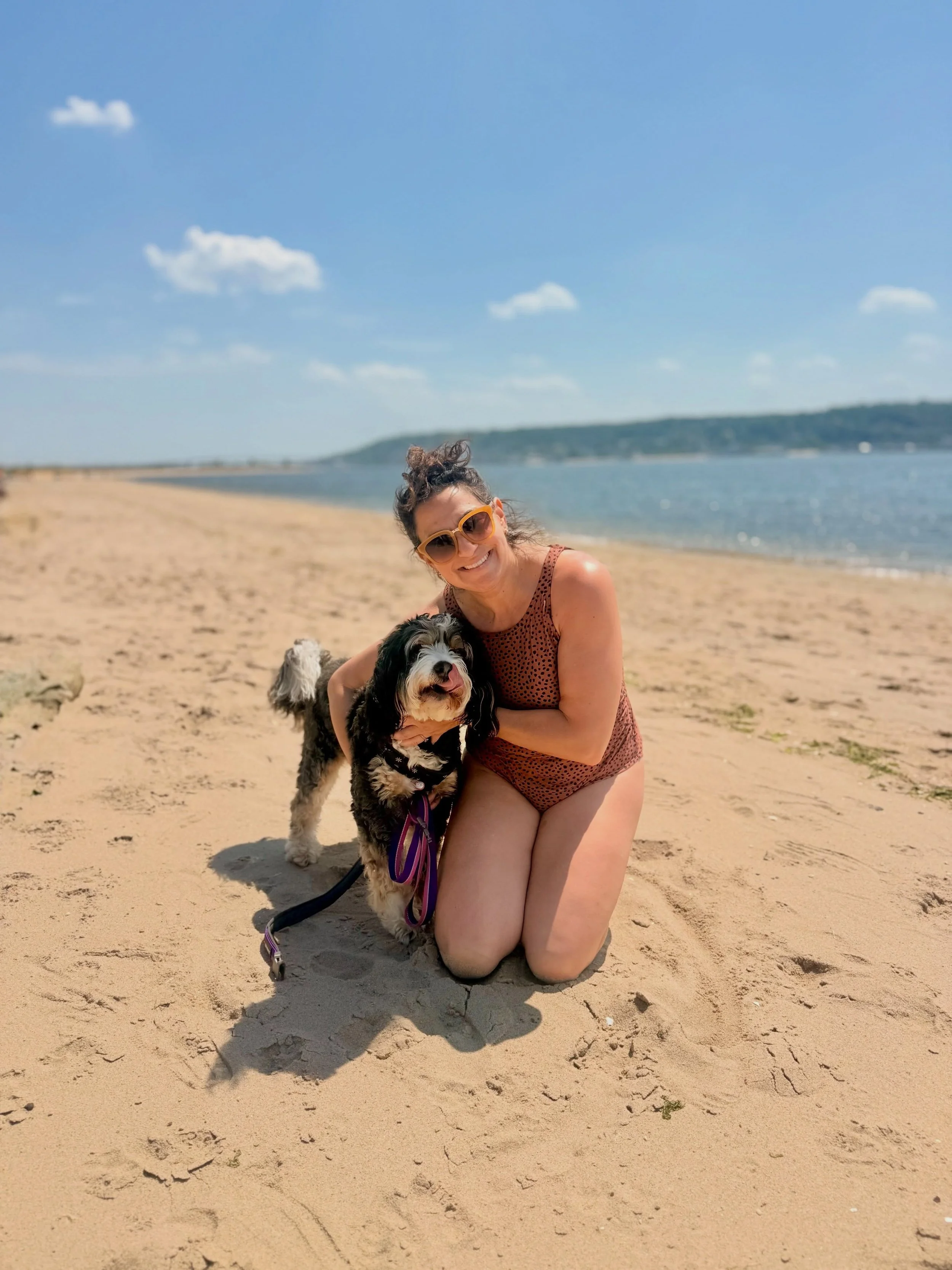 Quick reset 🌞 Bright sun, cool breeze, best pup, &ldquo;oldest&rdquo; dear friend ☀️⛱️🐾

Sandy hook, Jersey shore, highlands nj, beach in May, heat wave, day off @sandyhook.nj