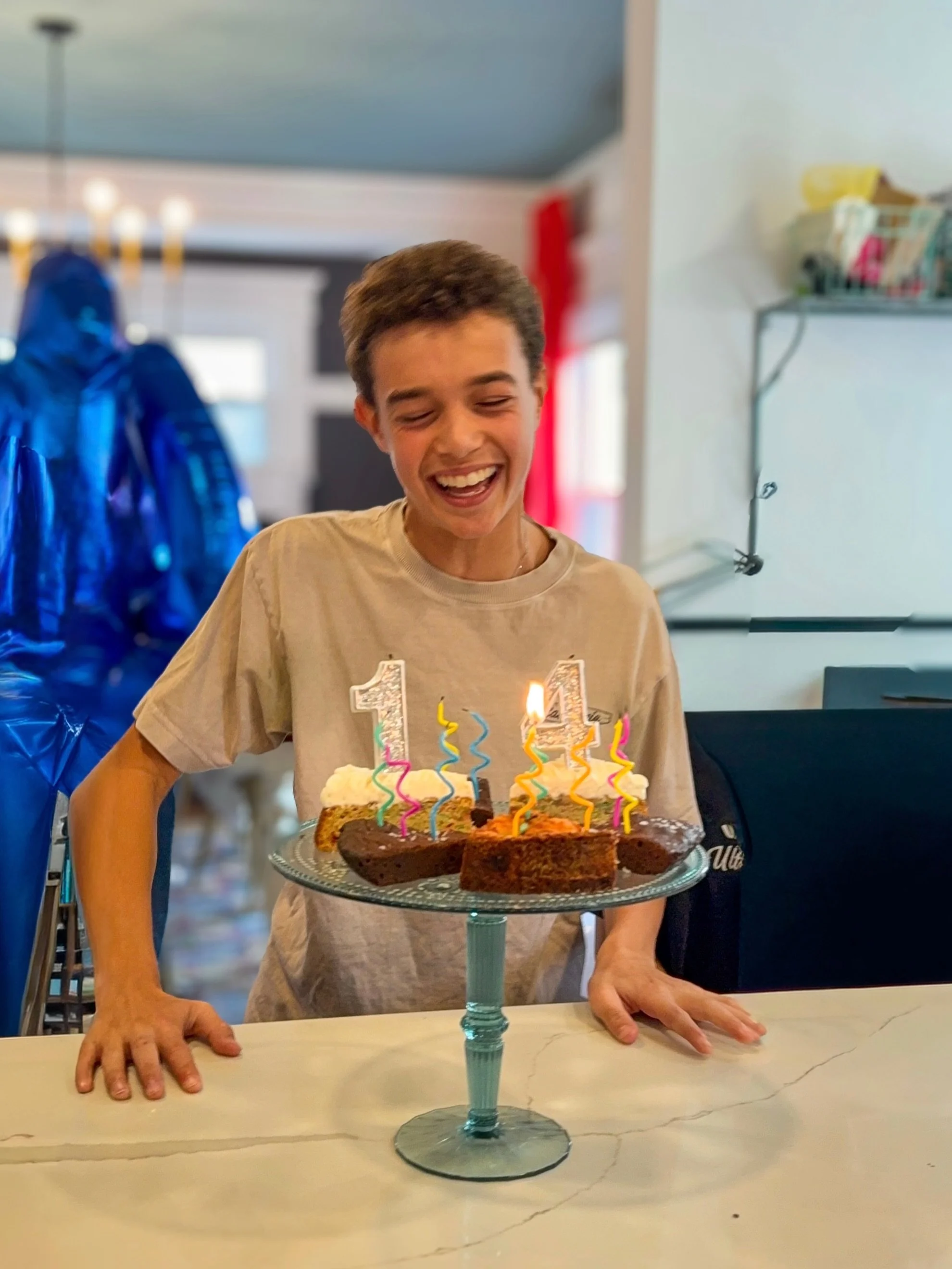 10/10 for this 14 yr old! 🎂 We love you like crazy Levi-so proud of the amazing kid you are 1️⃣4️⃣🎉
