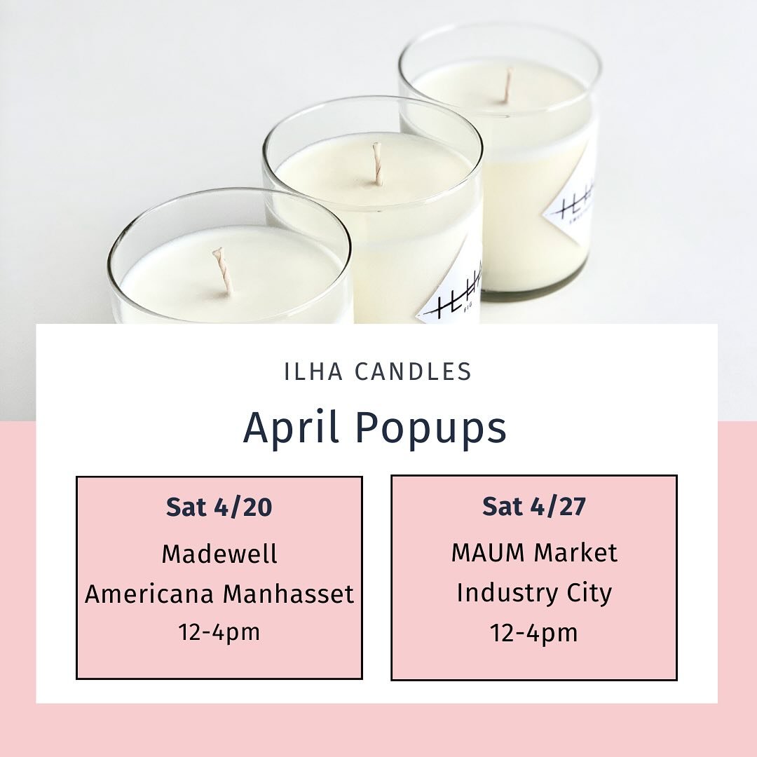 We&rsquo;re so excited to be popping up at a few places this month! Come on by and smell our Spring + Summer Collection in person, we&rsquo;d love to see you! ☺️

📍 4/20&nbsp;@madewell Americana Manhasset 12-4pm 📍 4/27&nbsp;@maum.market Industry Ci